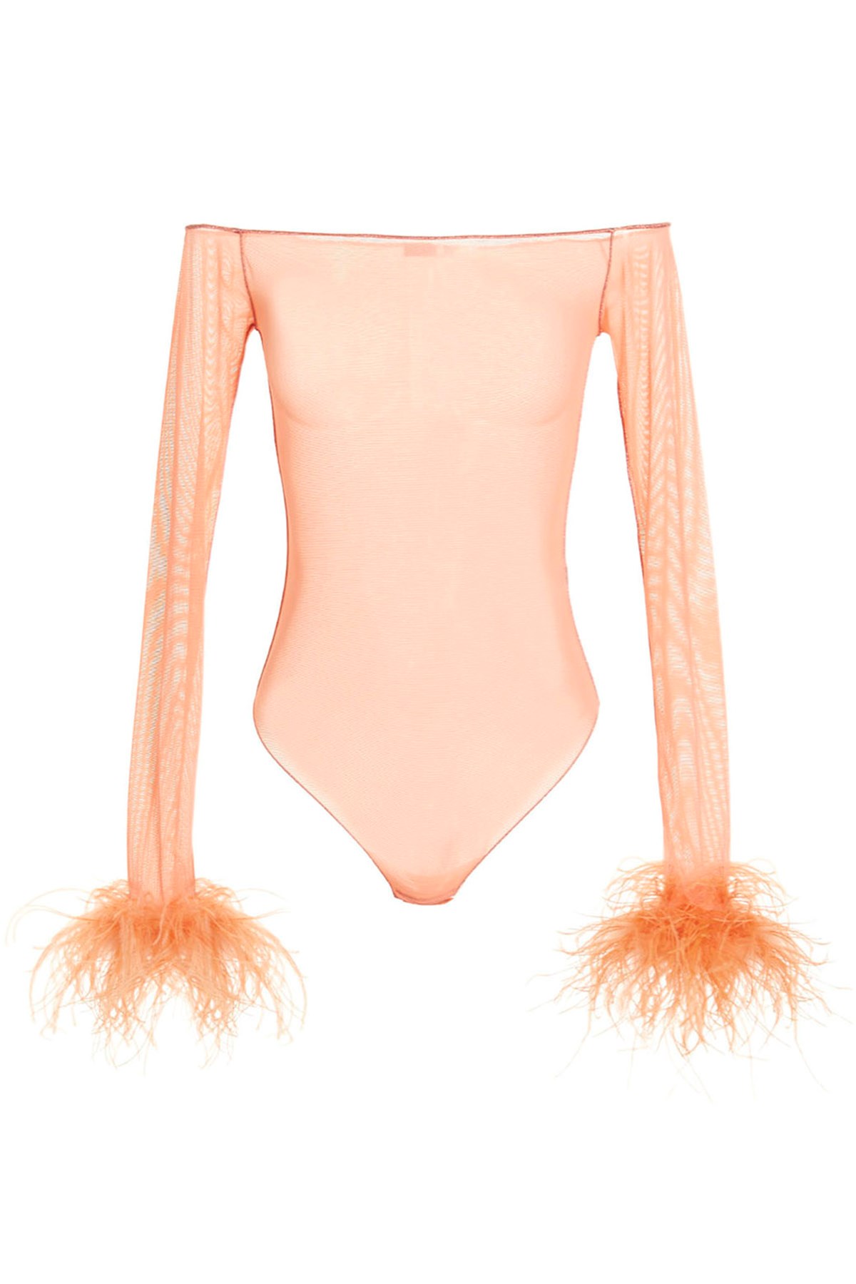 Osã©ree Osãˆree Feather Transparent Mesh Bodysuit