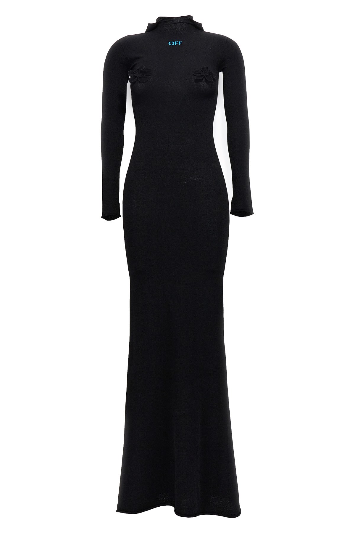 Off-white Off White High Neck Long Dress In Black