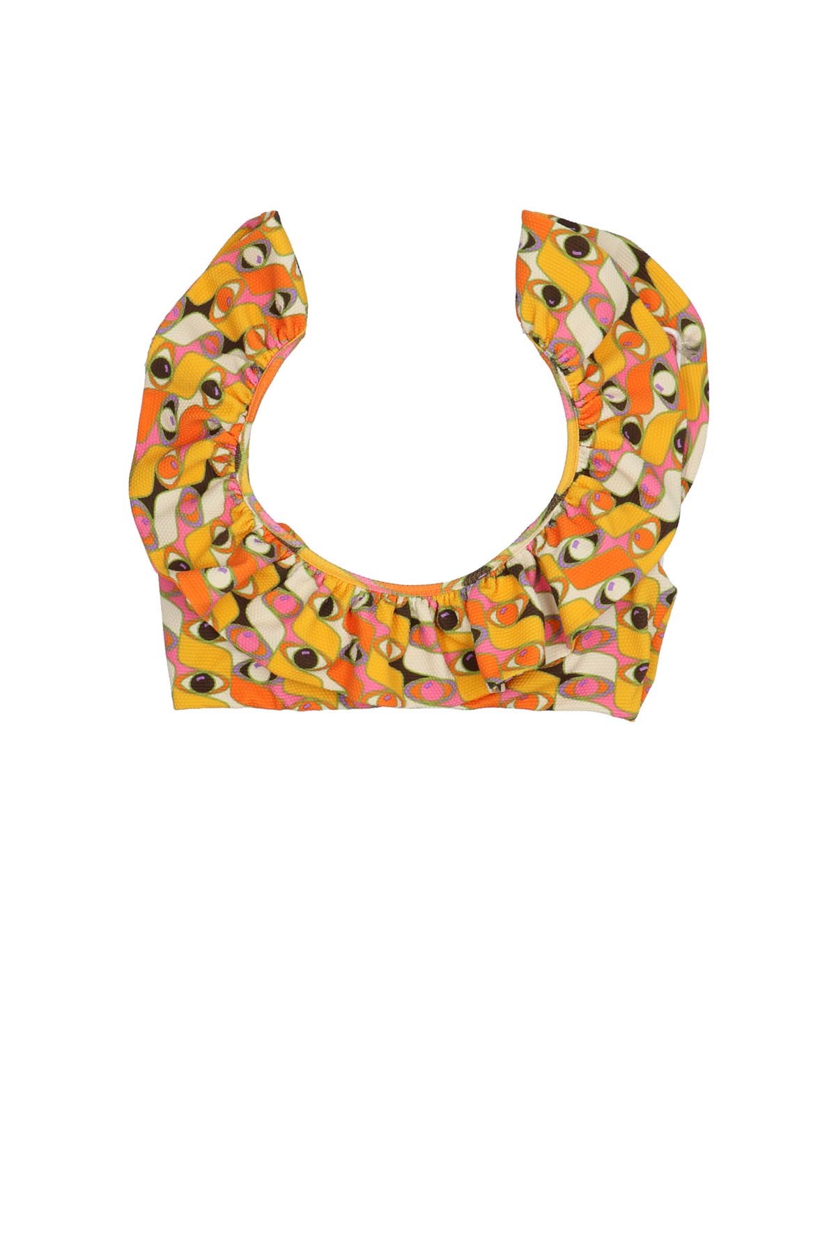 La Doublej Ruffled Printed Bikini Top