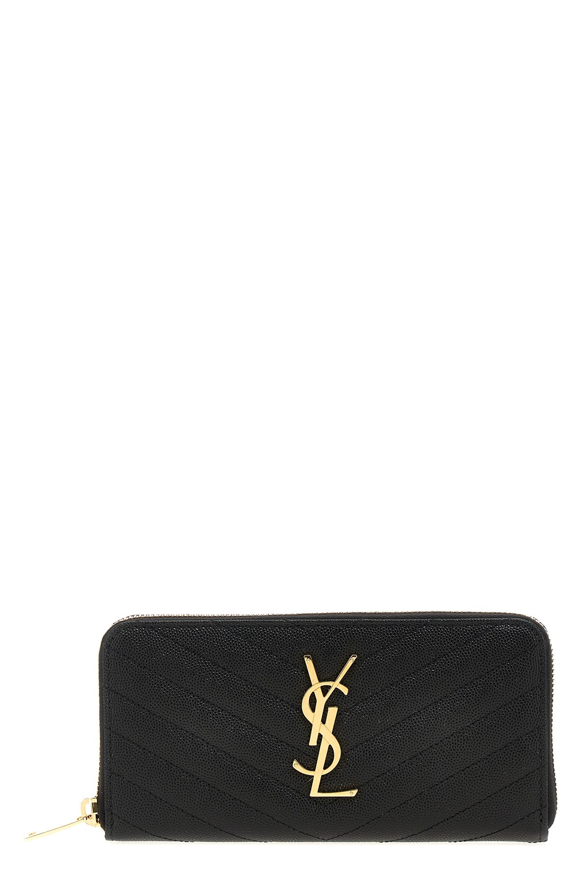Saint Laurent Women Cassandre Leather Continental Wallet In Black
