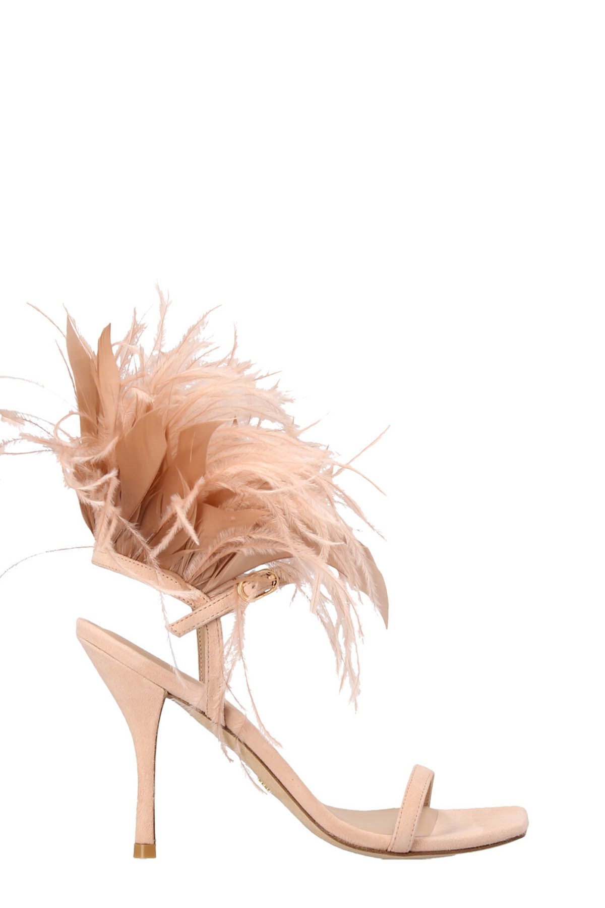 Stuart Weitzman Plume 100 Feather-trimmed Sandals