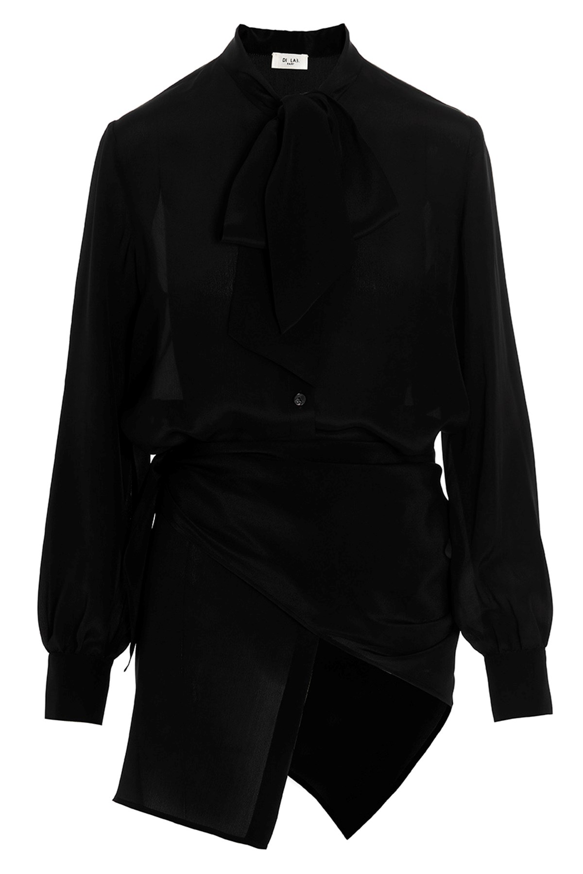 Di.la3 Pari' Black Asymmetric Shirt