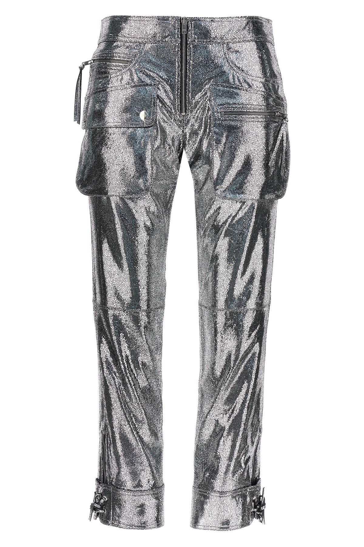 Isabel Marant Trousers Featuring Adjustable Straps And Metallic Finish In Gray