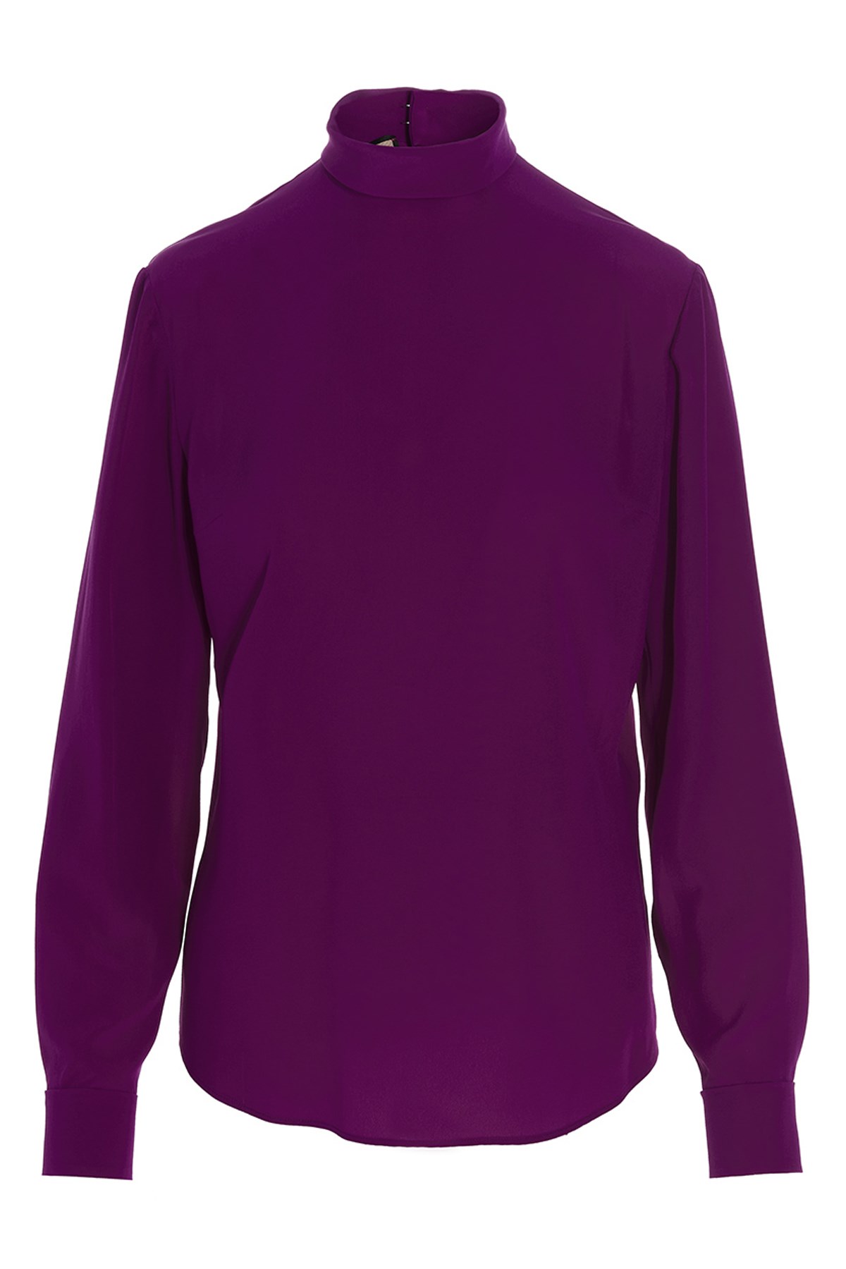 Gucci Silk Shirt With Buttoned High Neckline And Long Sleeves In Purple