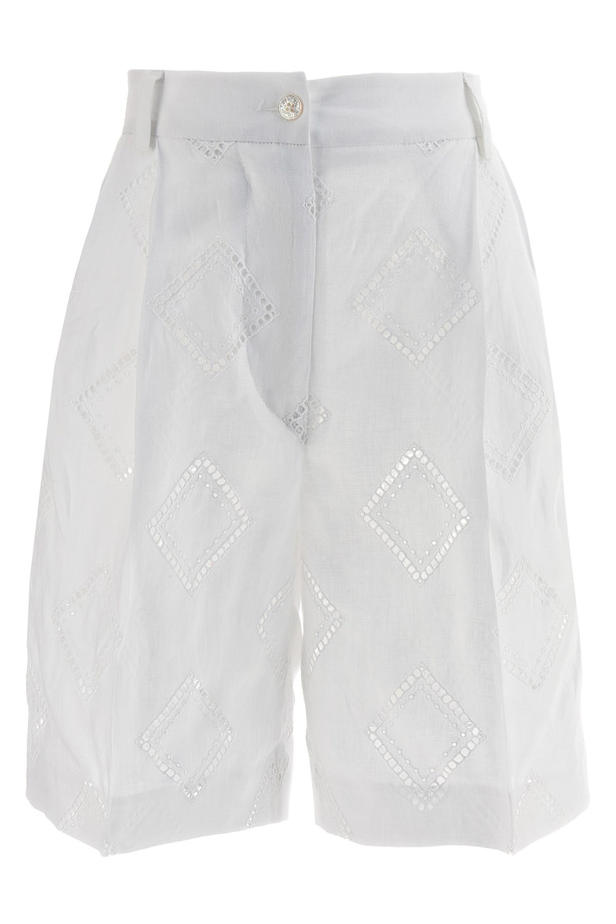 Kiton Embroidered Linen Bermuda Shorts Bermuda And Short White In White
