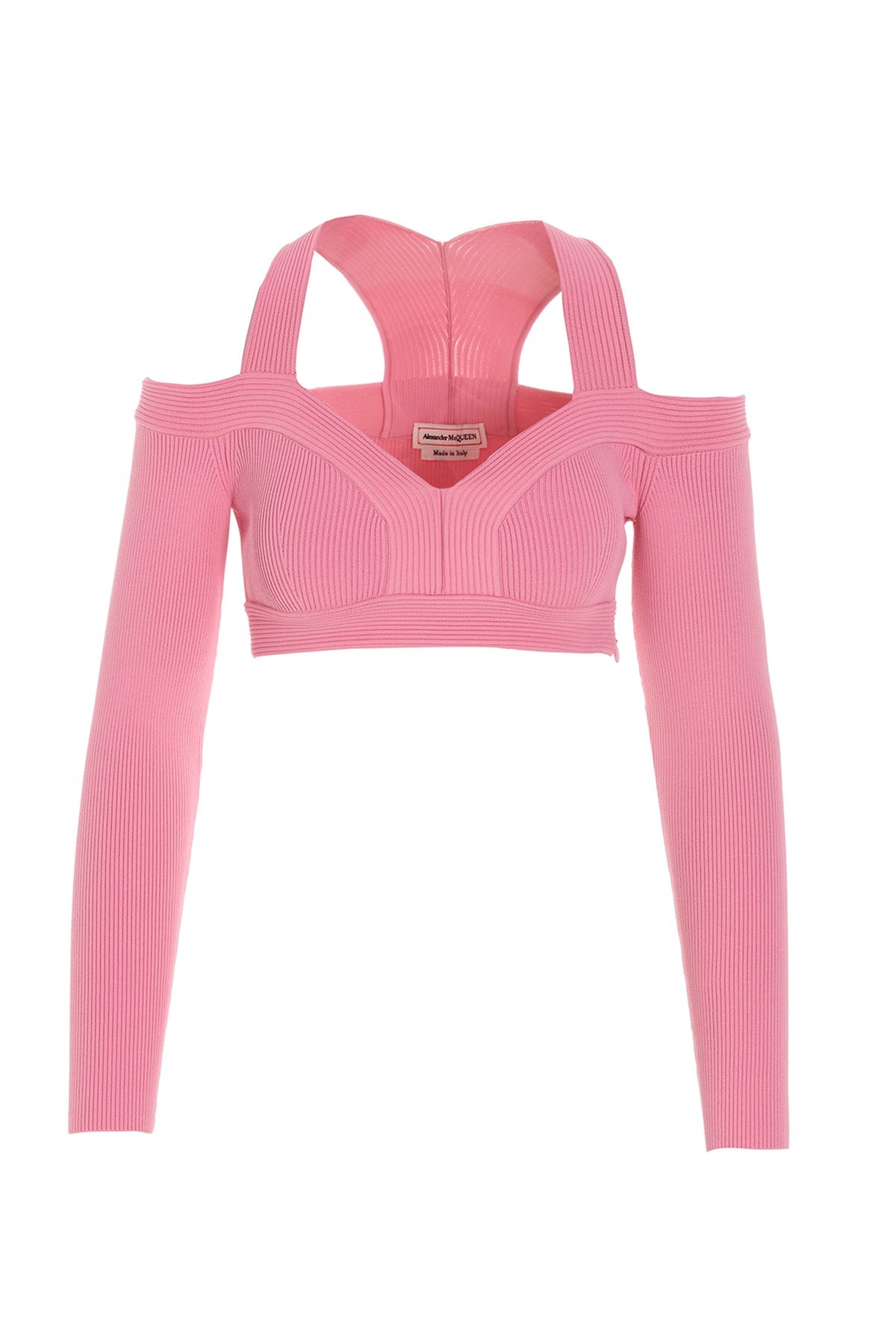 Alexander Mcqueen Mcqueen Off-shoulder Cropped Top In Pink
