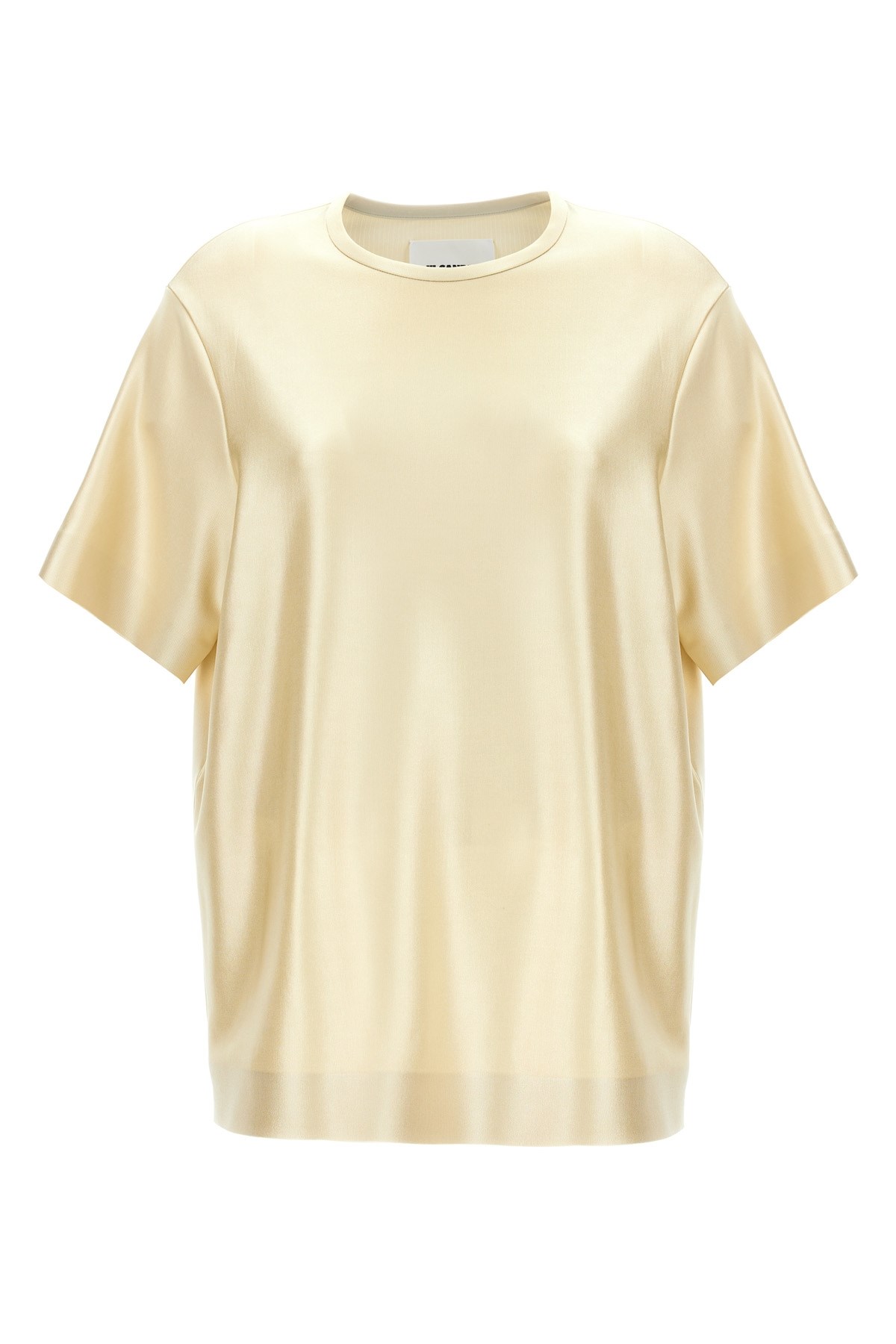 Jil Sander Crew Neck Stretch Viscose T-shirt In Neutral