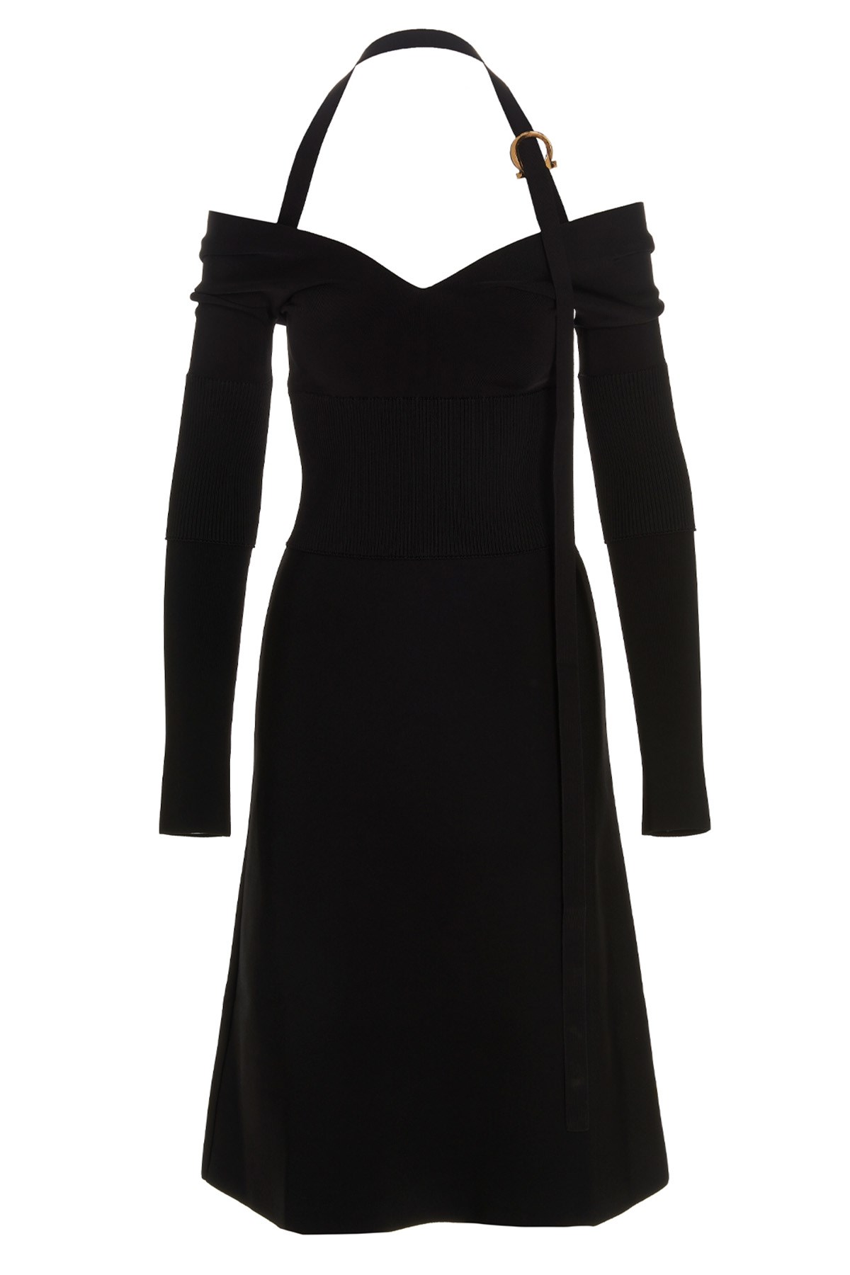 Ferragamo Knit Midi Dress With Gancini Buckle