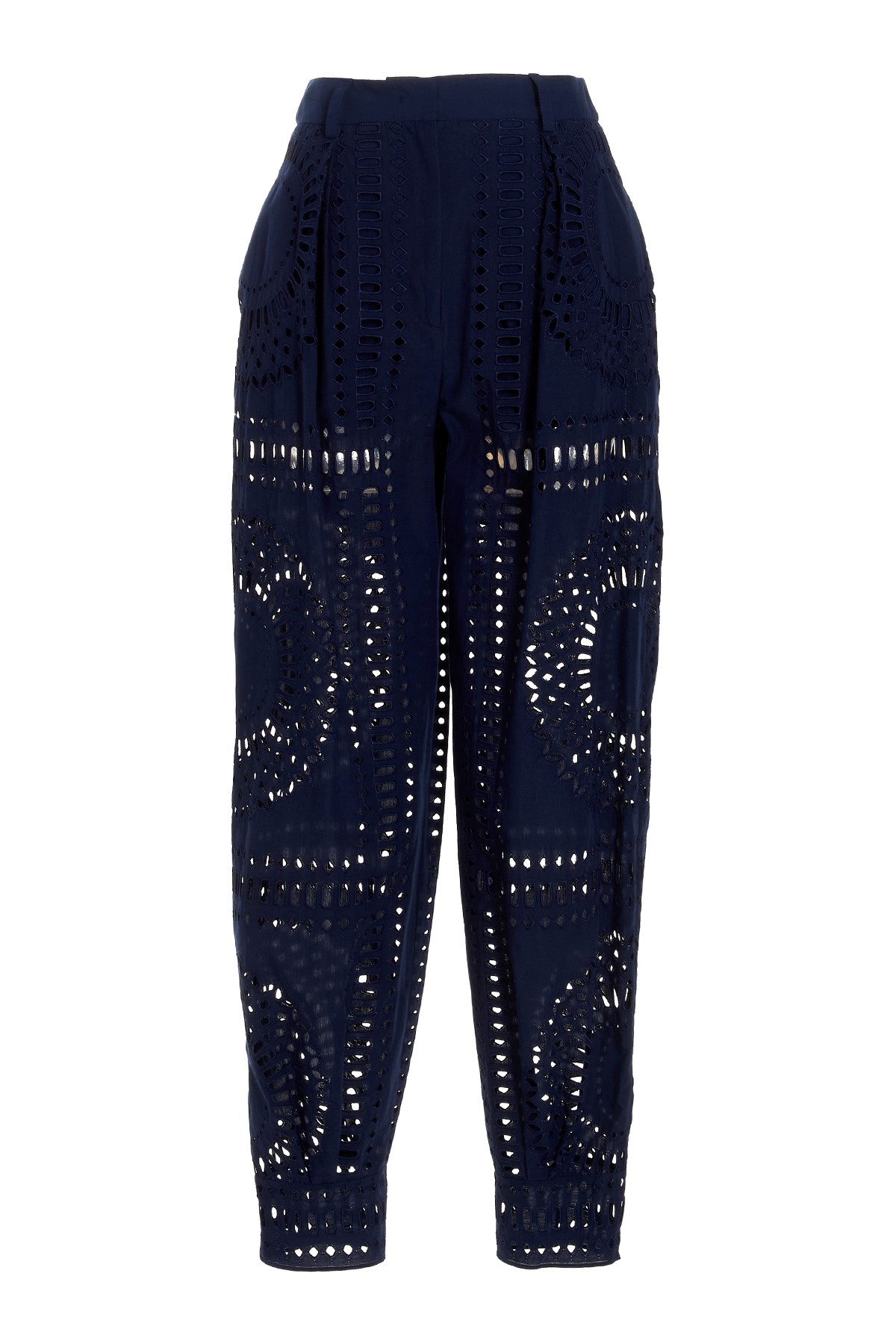 Alberta Ferretti Embroidered High Waist Wide Leg Trousers