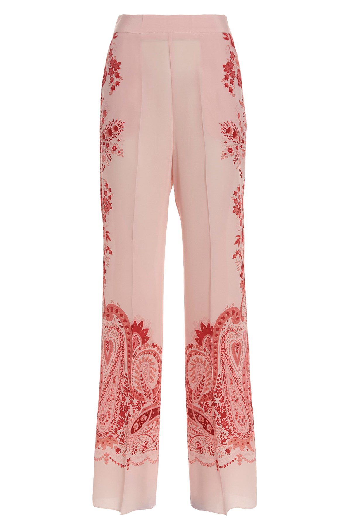 Etro Silk Trousers With Placed Flower Print