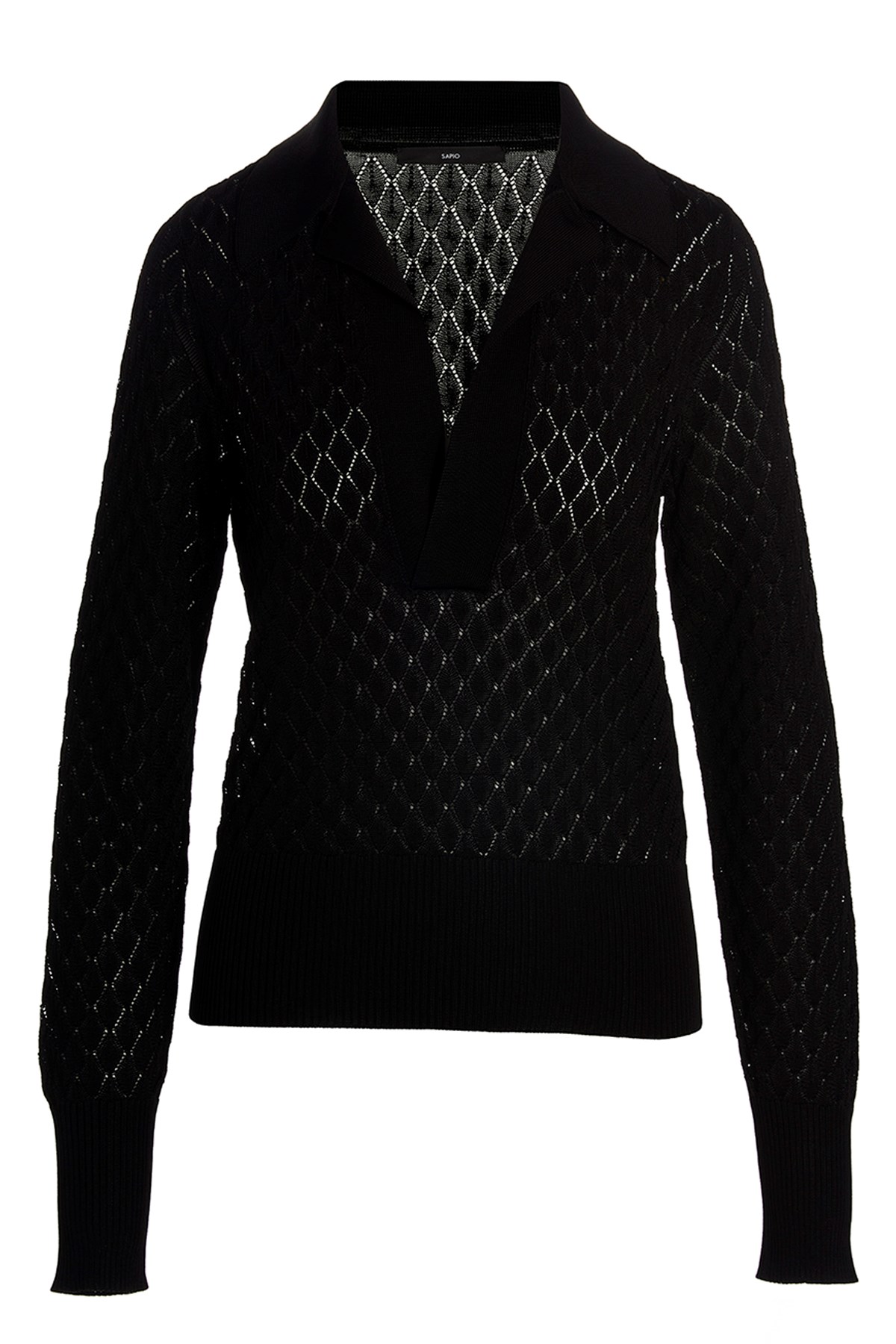 Sapio Diamond Pattern Knit Polo Shirt