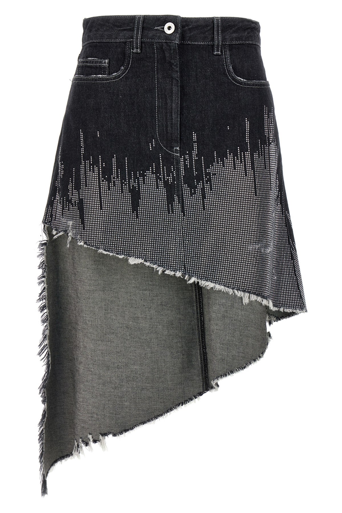Jw Anderson Asymmetric Degrade Stud High-low Denim Skirt