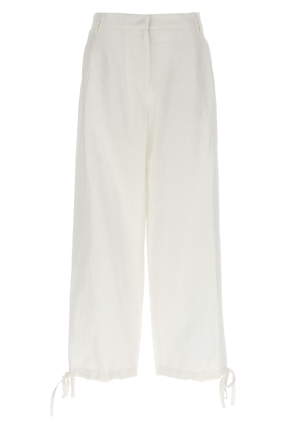 Msgm White Trousers With Drawstring At Bottom In White