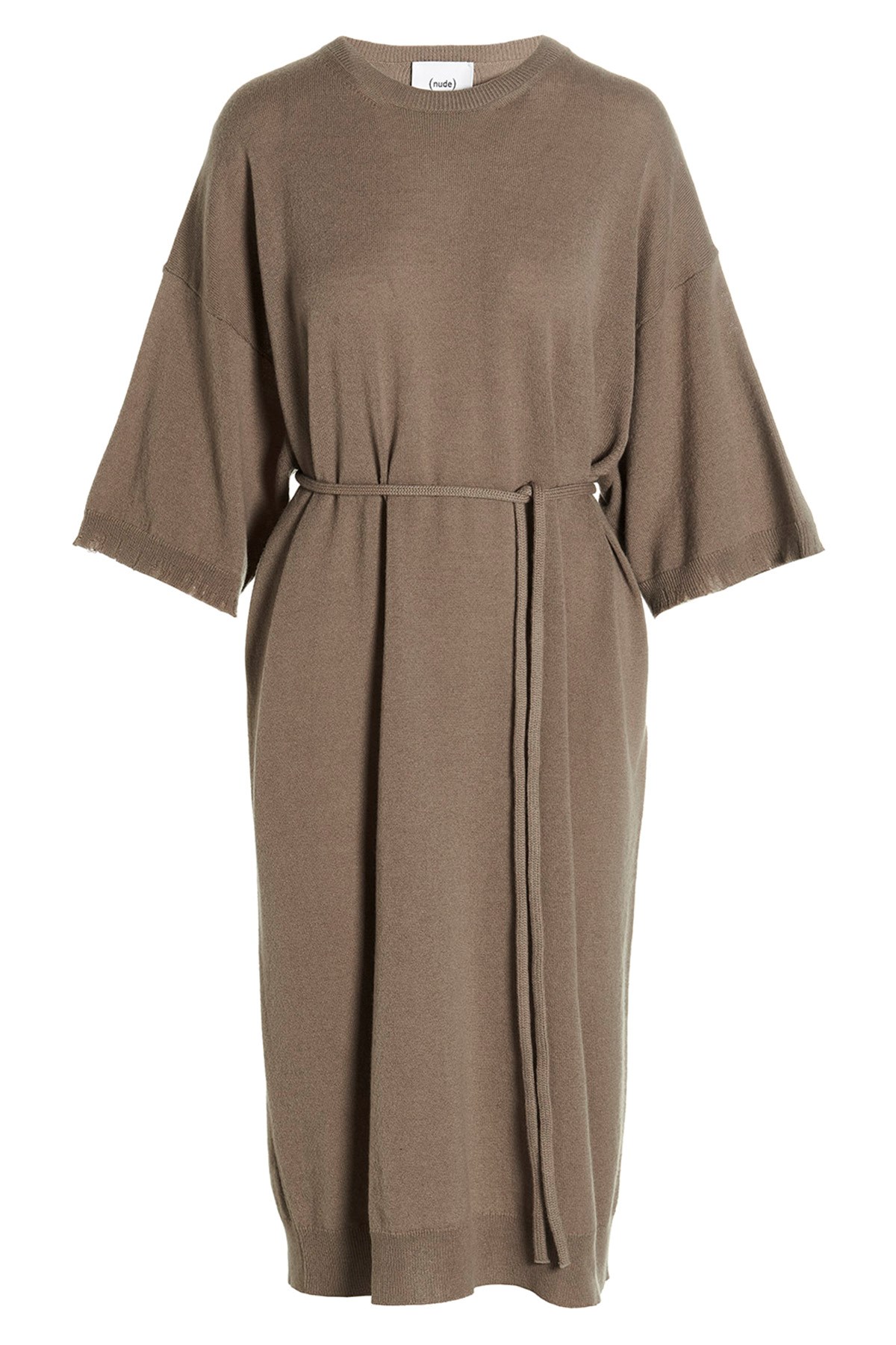 Nude Beige Knit Long Dress