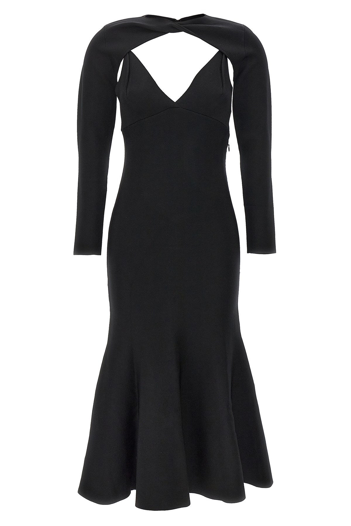 Roland Mouret Gown Maxi Dress With Cut Out Details And Shoulder Cover In Black