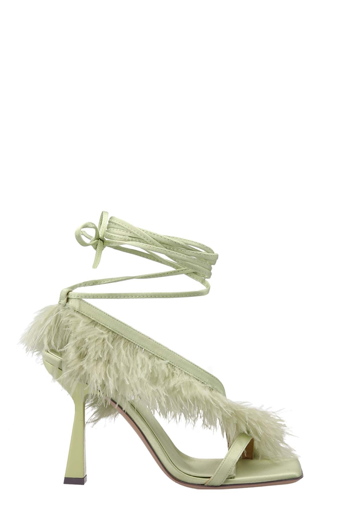 Sebastian Green Feather Wrap Heels