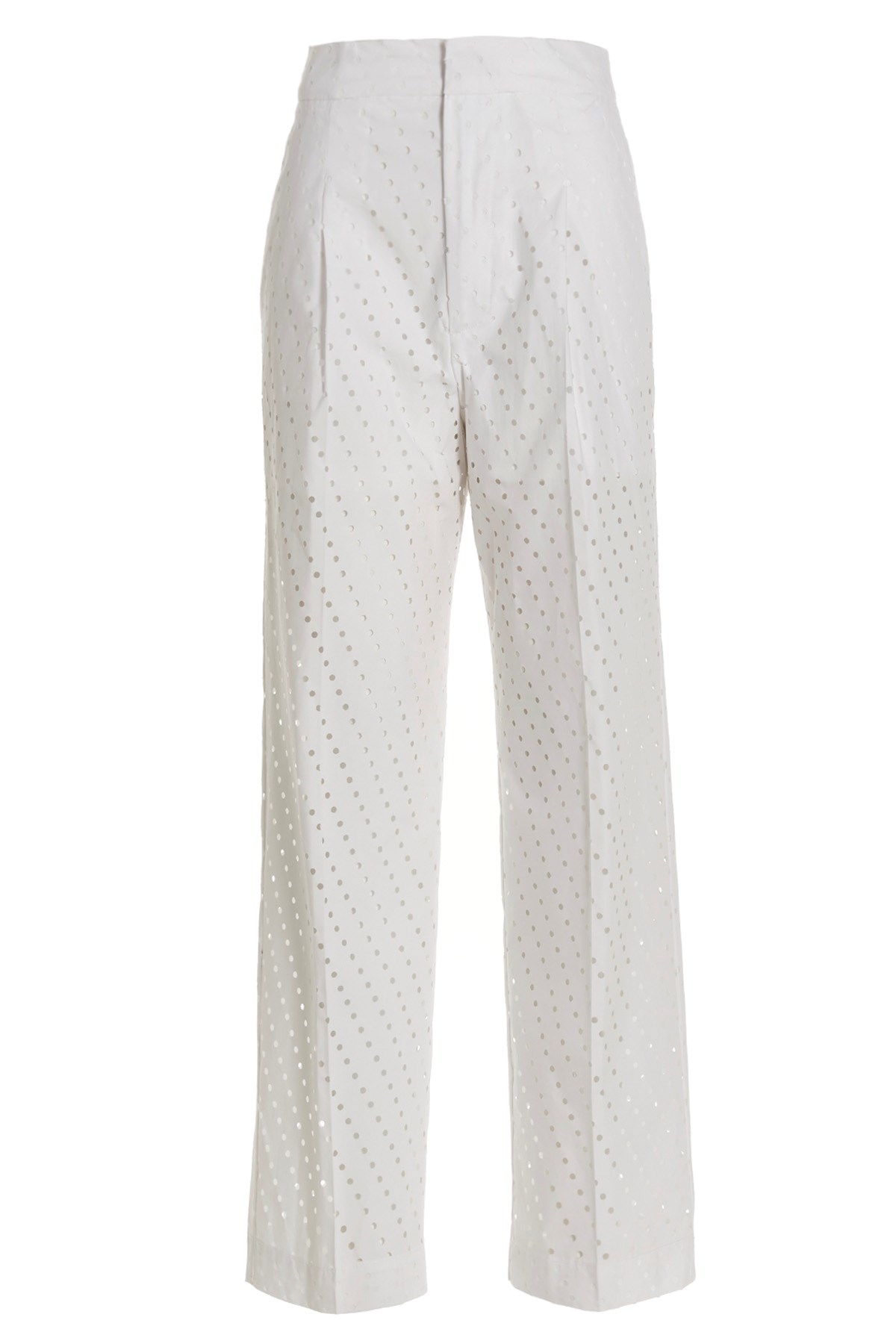 Nude White Visible Button Jeans