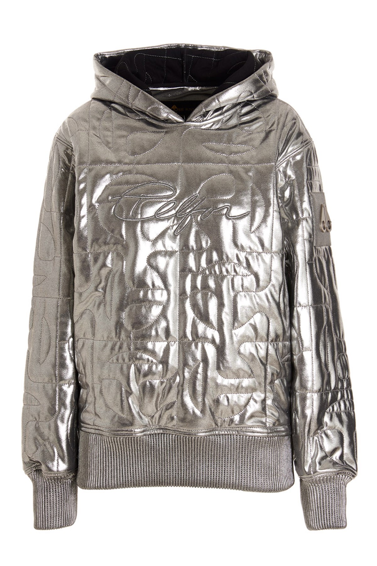 Moose Knuckles Metallic Quilted Hoodie Sleeve Pocket