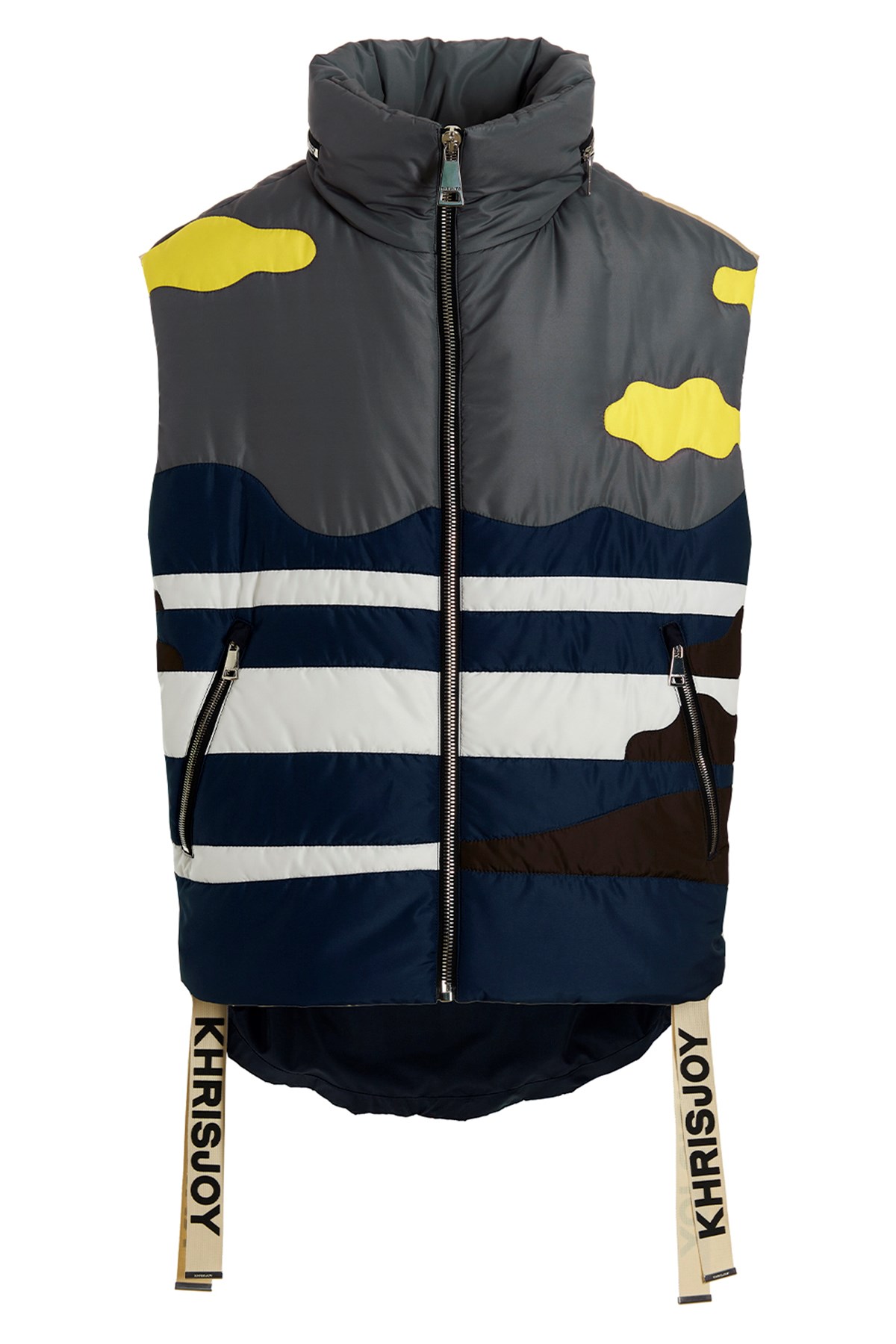 Khrisjoy Oversize Patchwork Colorblock Nylon Vest In Black
