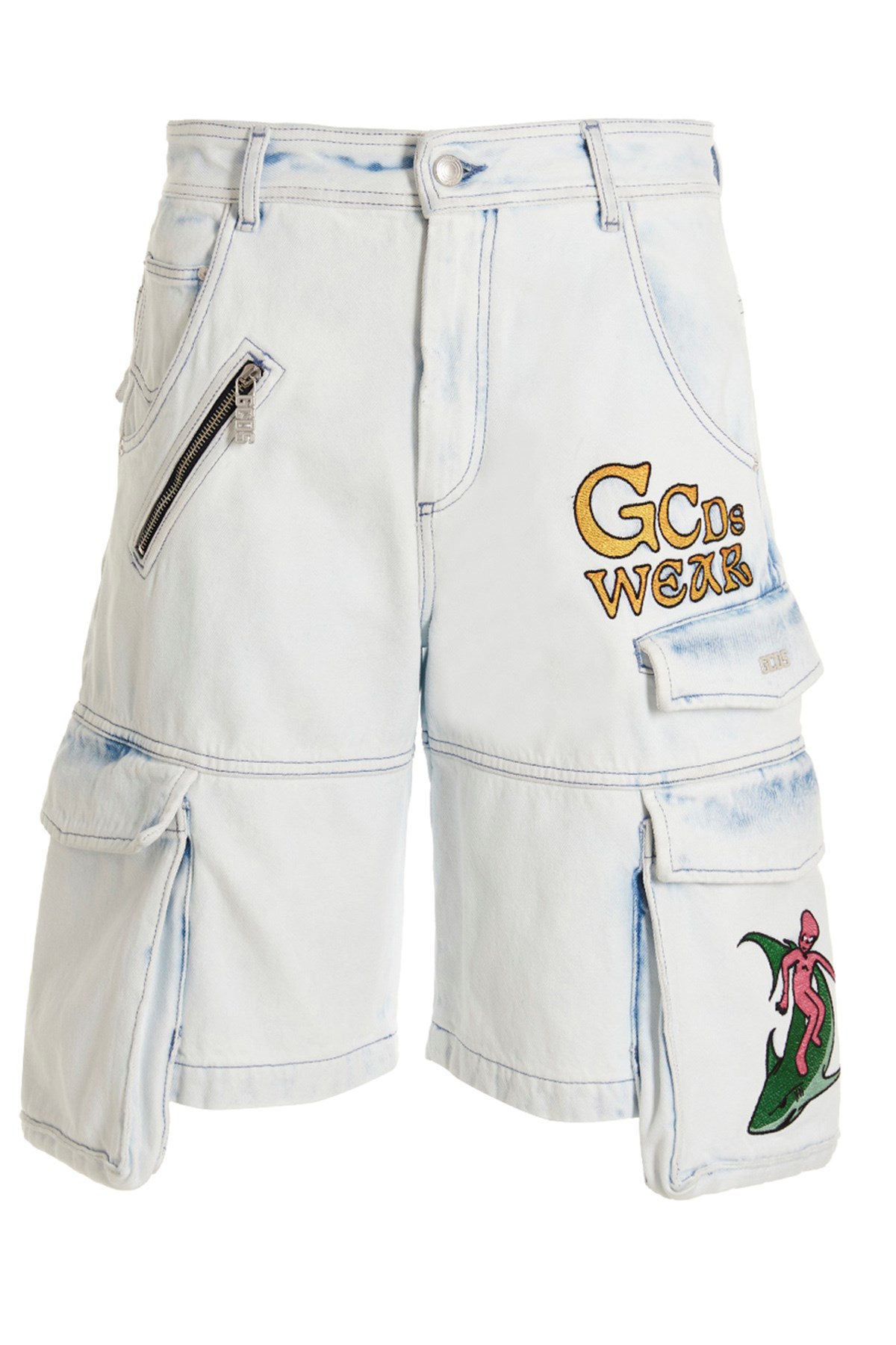 Bleached Embroidered Ultracargo' Bermuda Shorts - Size 32