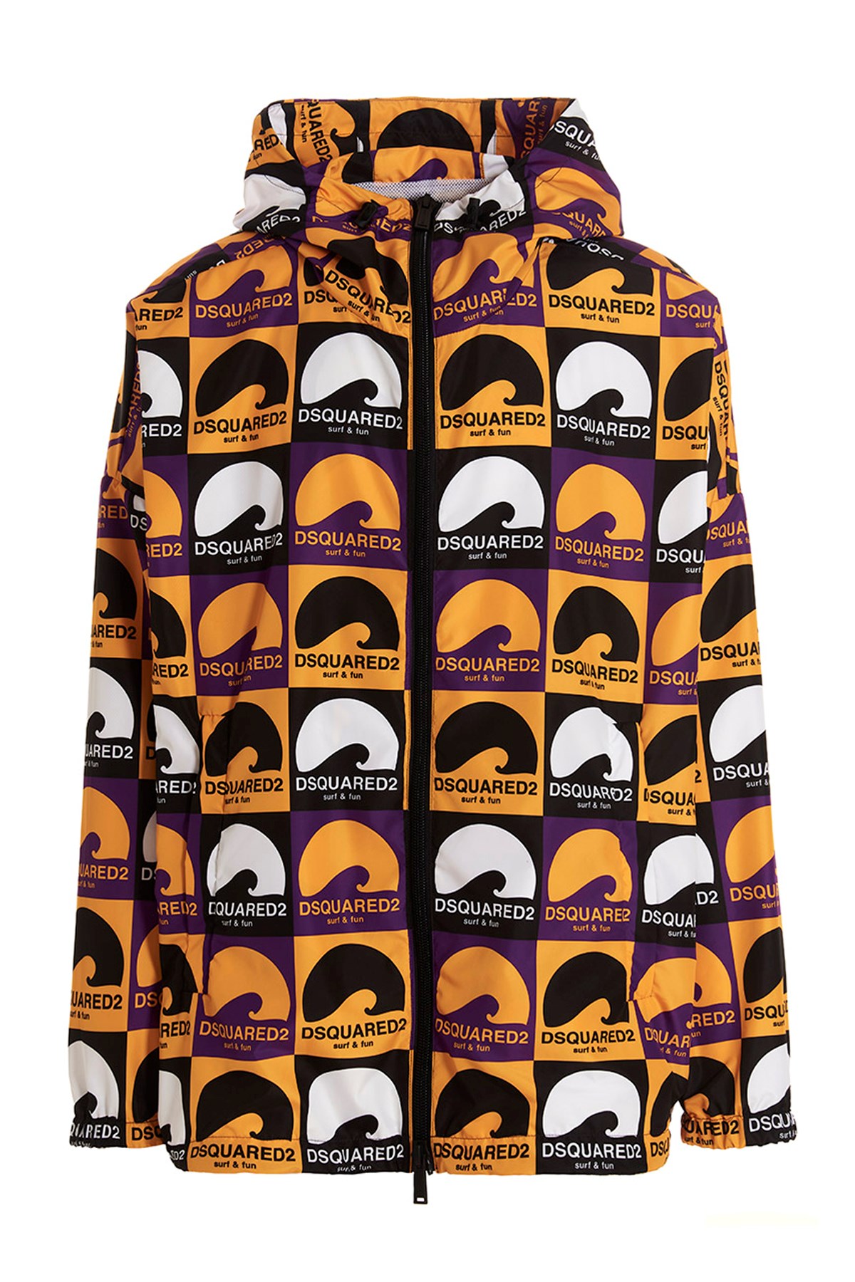 Dsquared2 Waterproof All-over Print Jacket With Hood In Multi