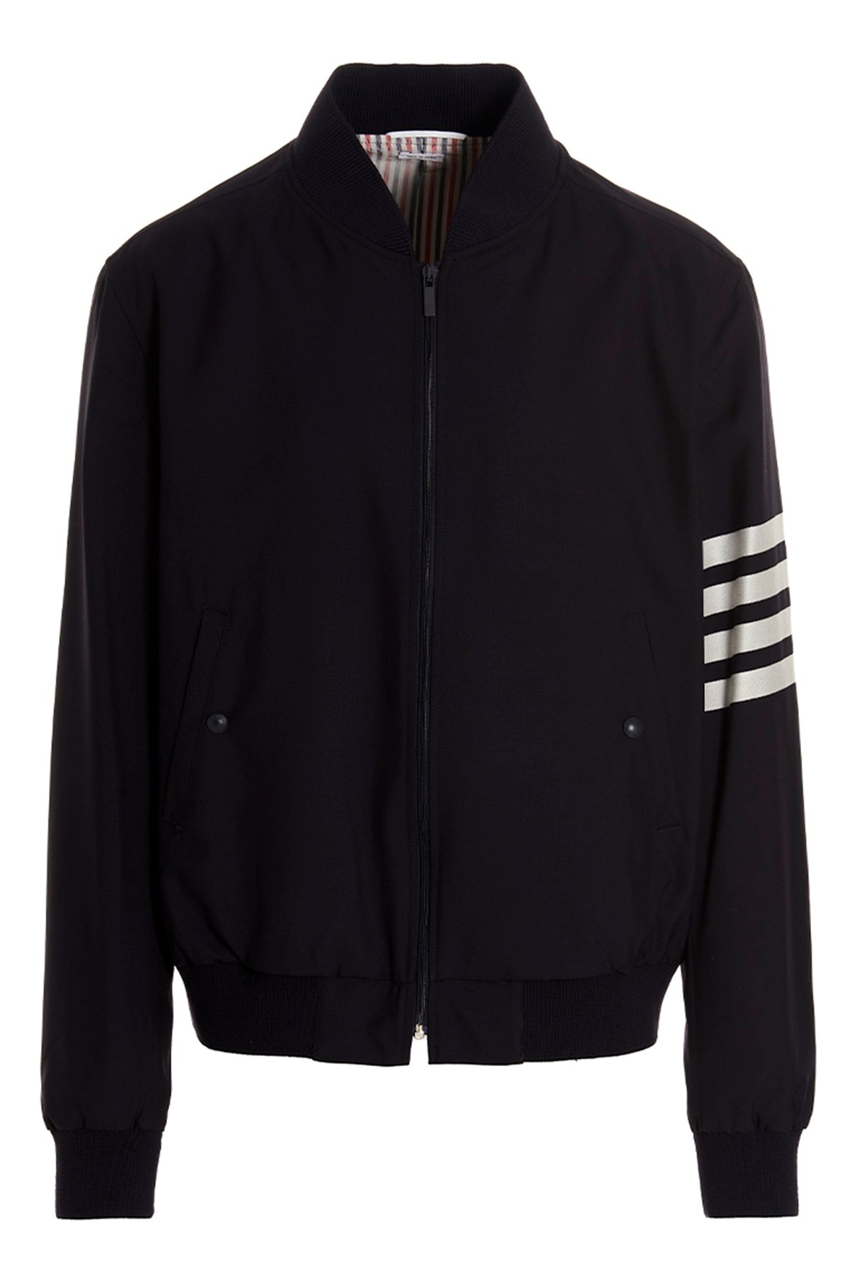 Thom Browne 4-bar Plain Weave Suiting Bomber Jacket In Black