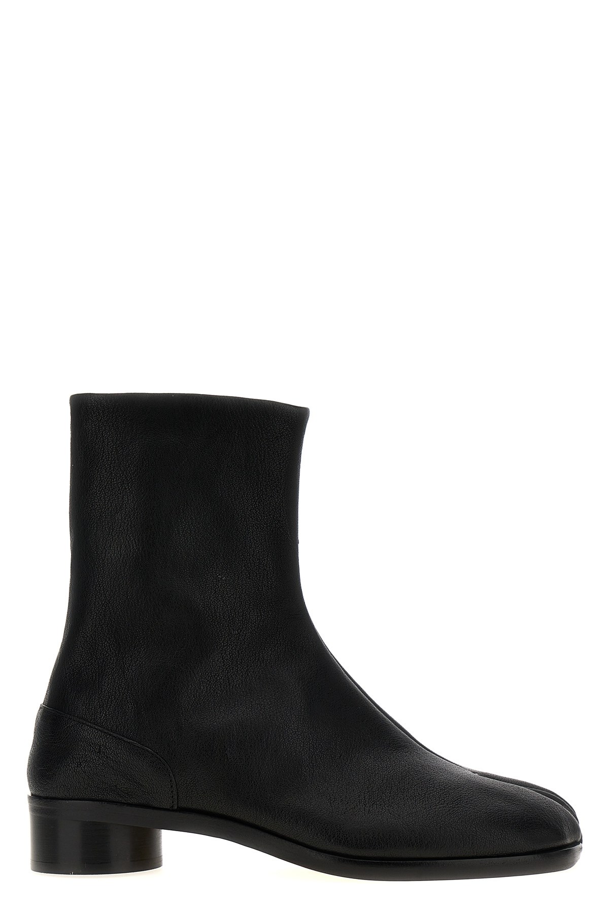 Maison Margiela Black Leather Tabi Ankle Boots In Black