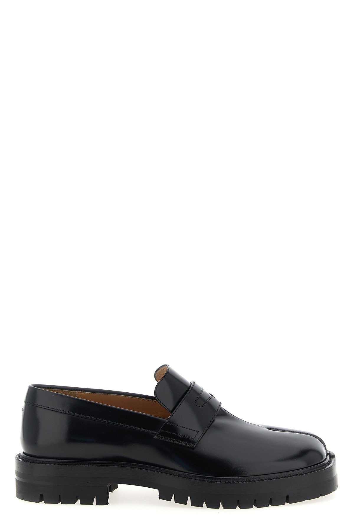 Maison Margiela Tabi County Leather Loafers With 3.5cm Heel In Black