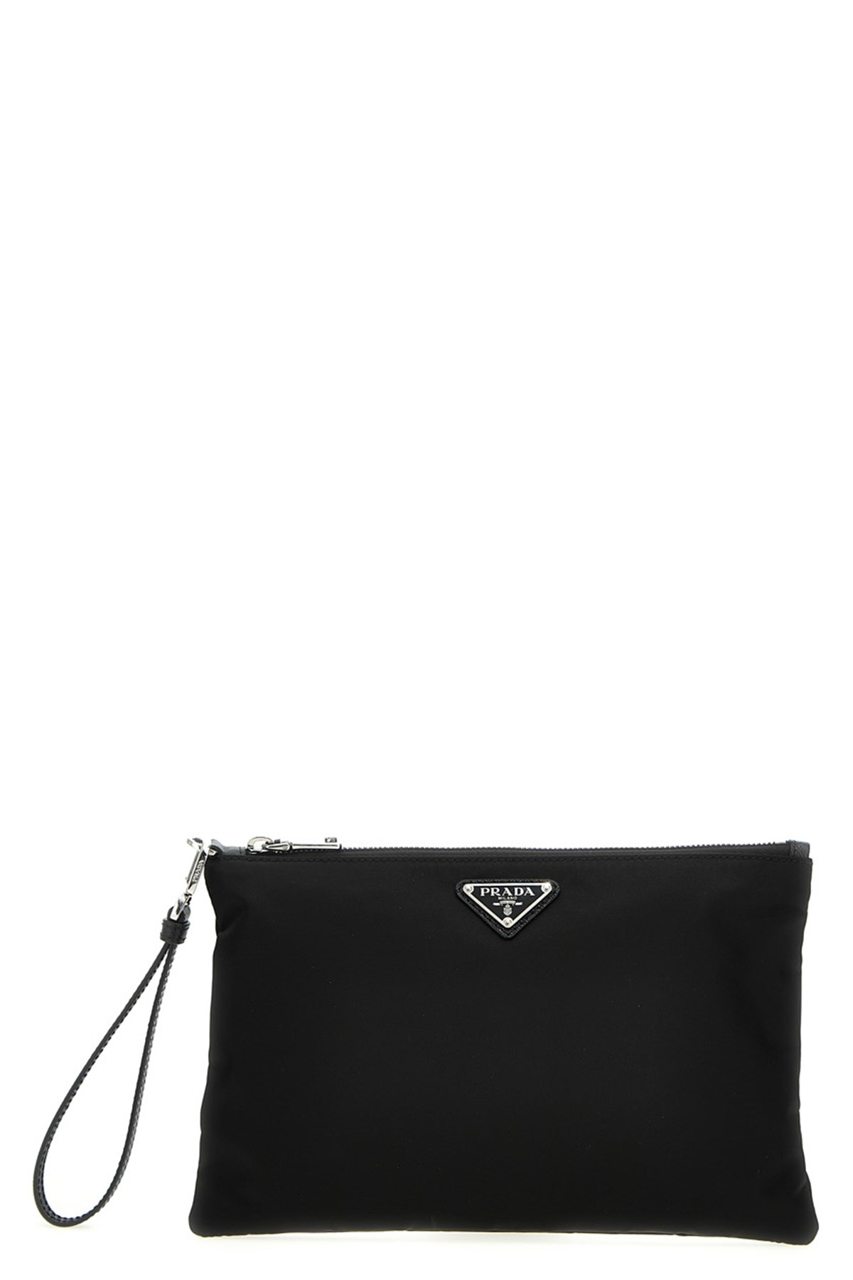 Prada Triangle Logo Re-nylon And Saffiano Leather Envelope Pouch