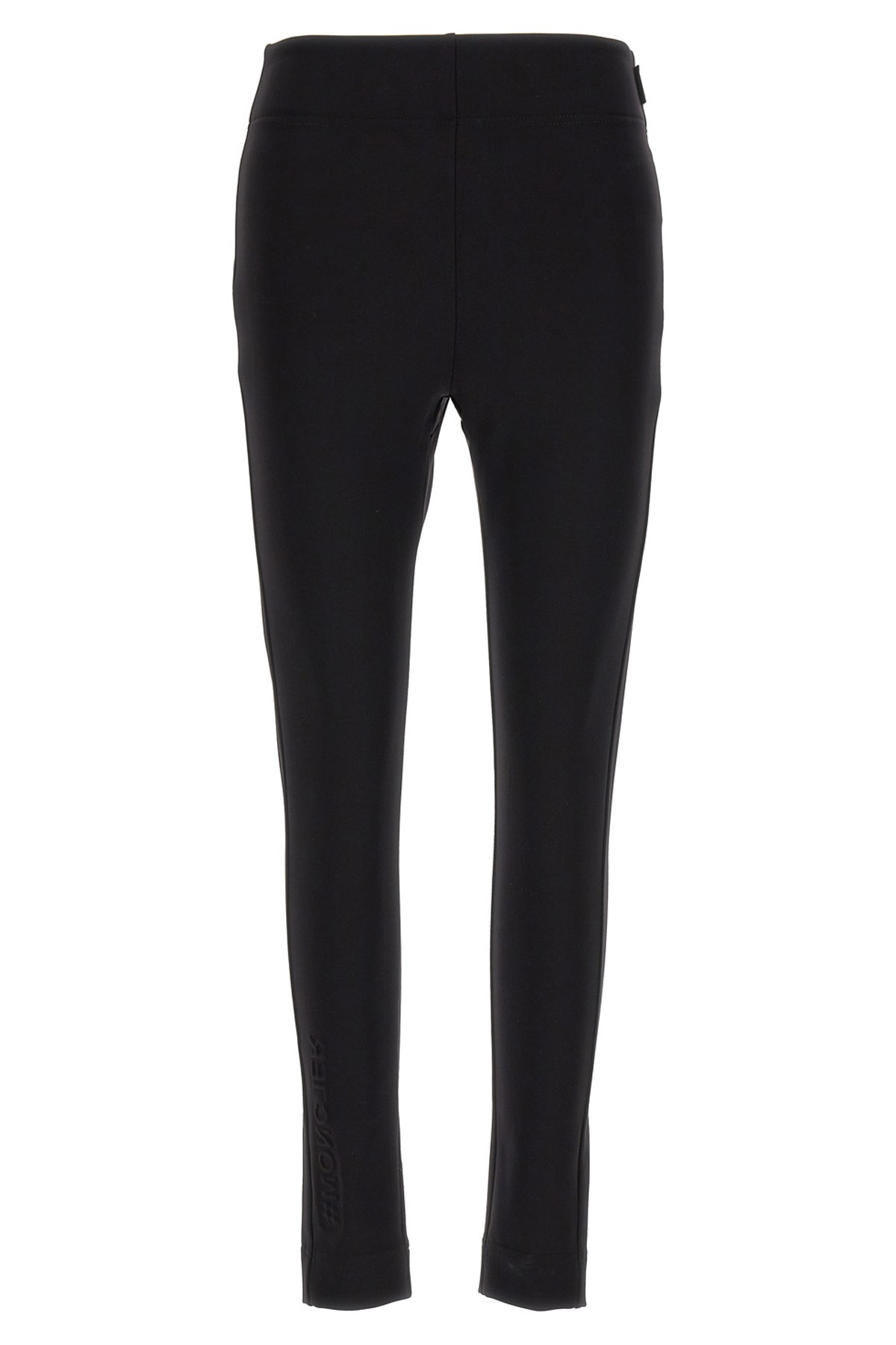 Moncler Brand-embossed Slim-fit High-rise Stretch-woven Leggings In Black