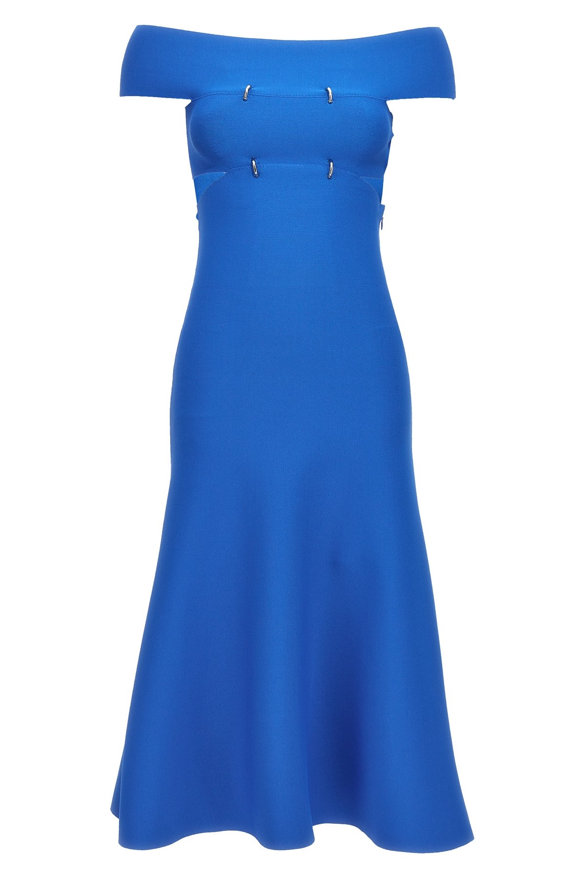 Alexander Mcqueen Off-shoulder Neckline Puffer Dress In Blue