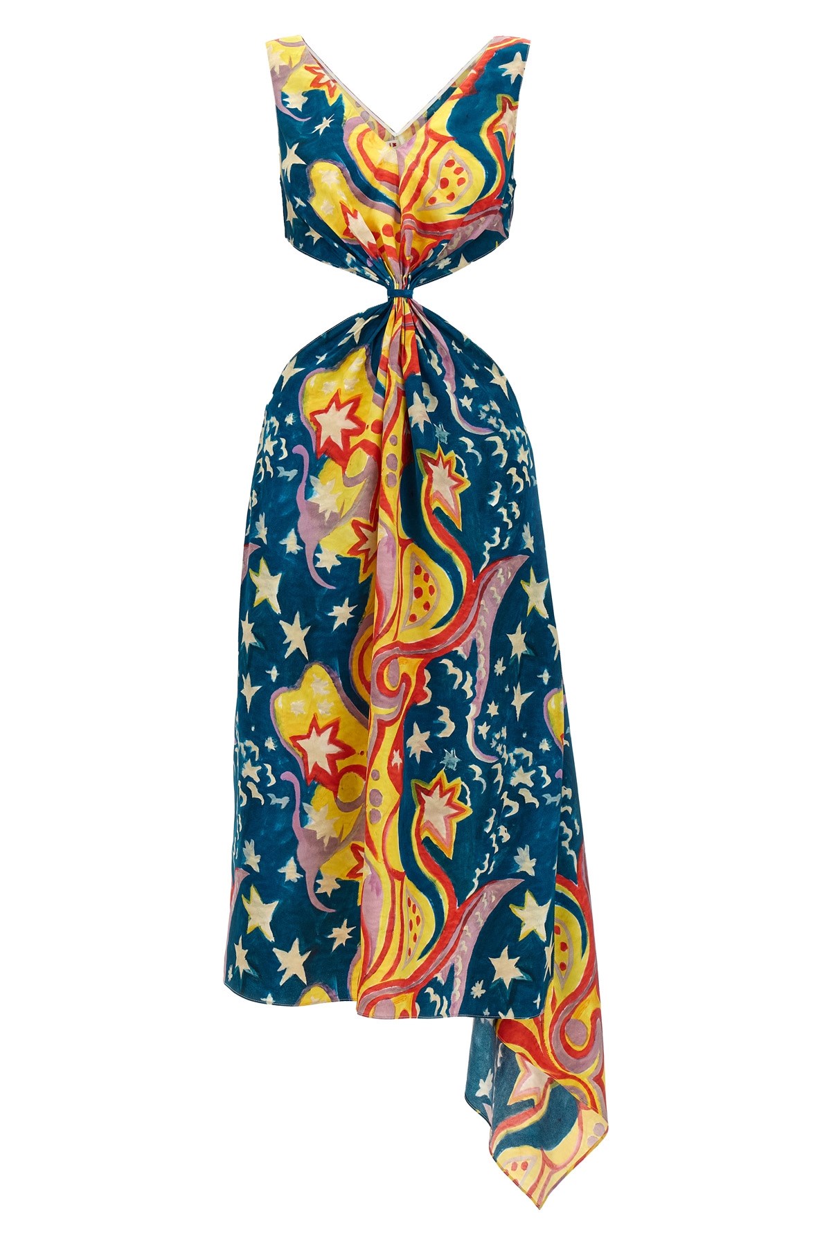Marni X No Vacancy Inn Sleeveless Cutout Asymmetric Midi Dress