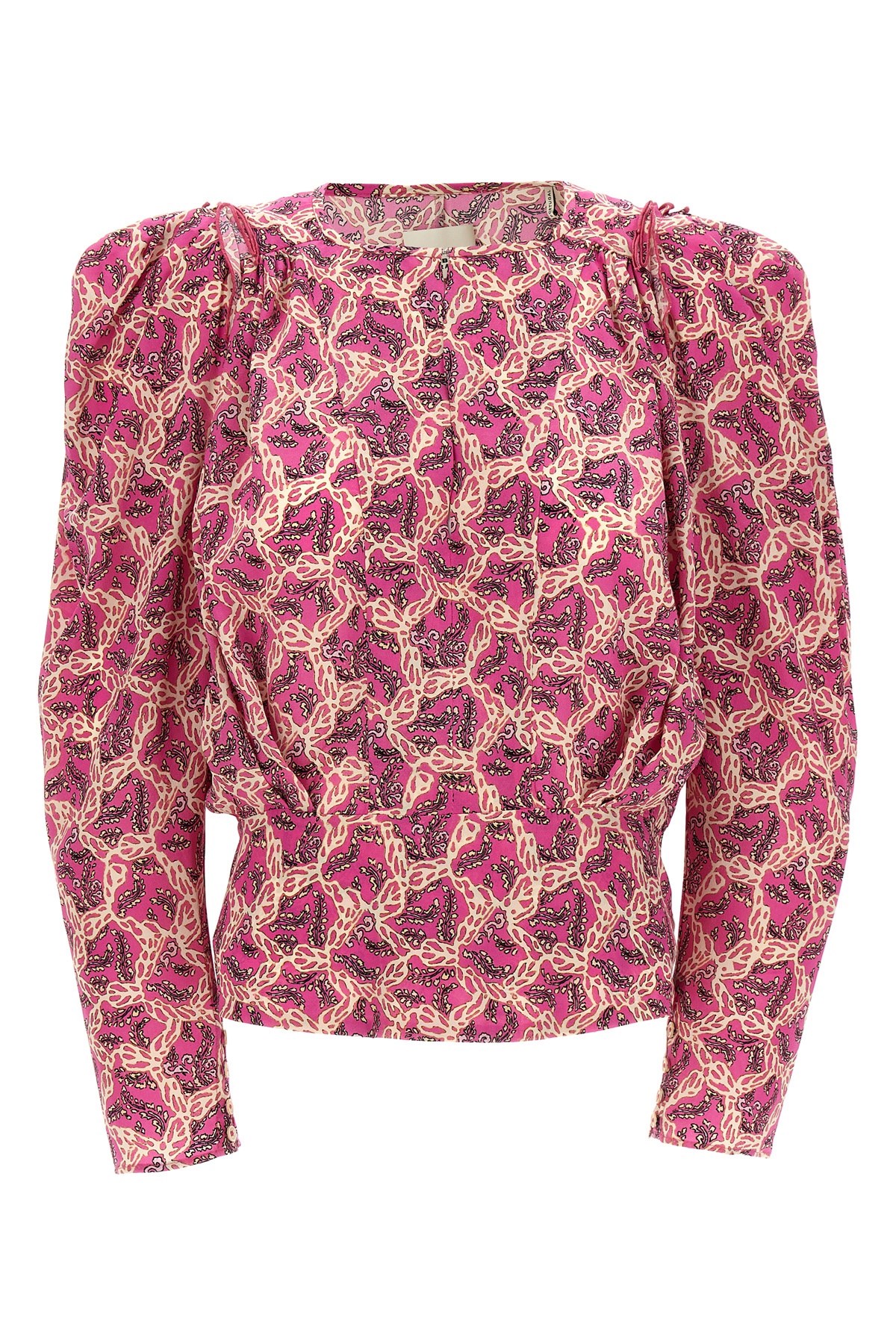 Isabel Marant Printed Blouse With Buttoned Cuffs And Ruched Shoulders
