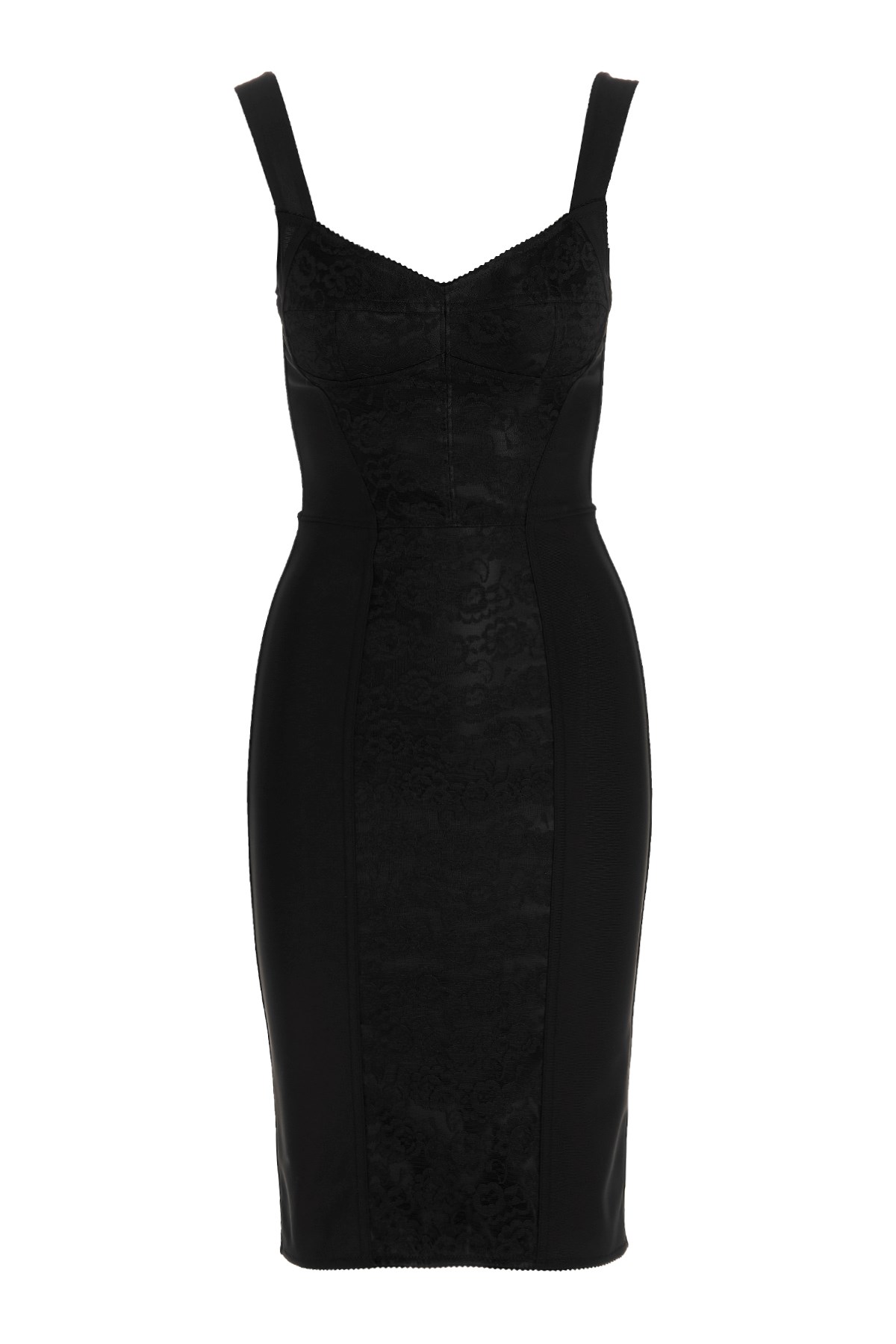 Dolce & Gabbana Fitted Dress With Textured Panels In Black