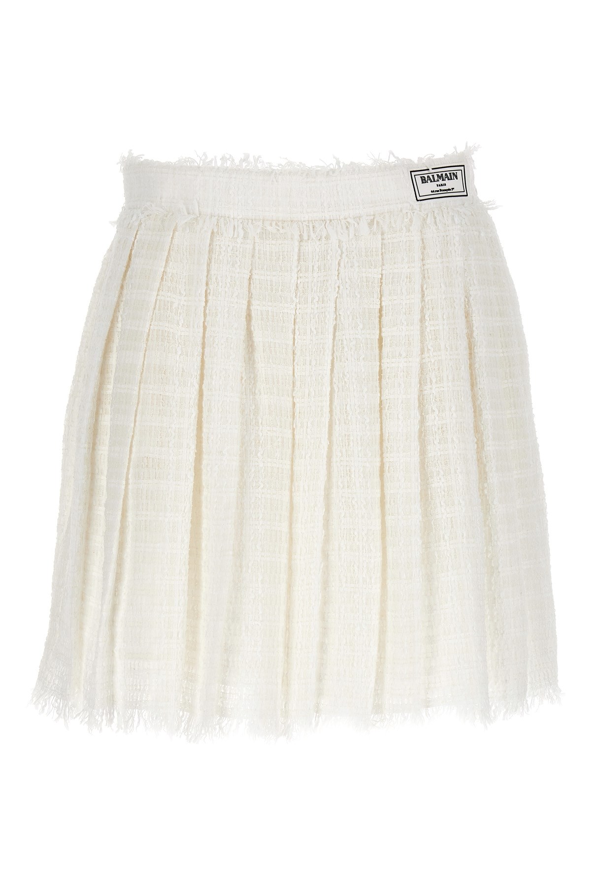 Balmain Tweed High-waisted Pleated Mini Skirt