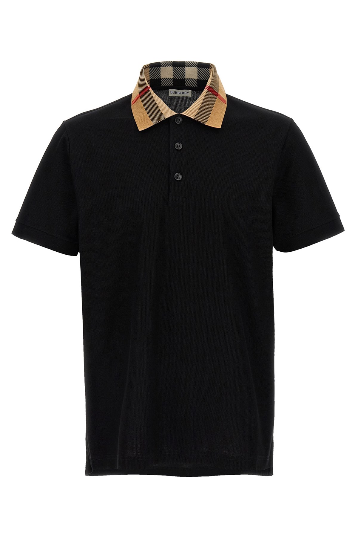 Burberry Cody Polo Shirt With Check Collar In Blue