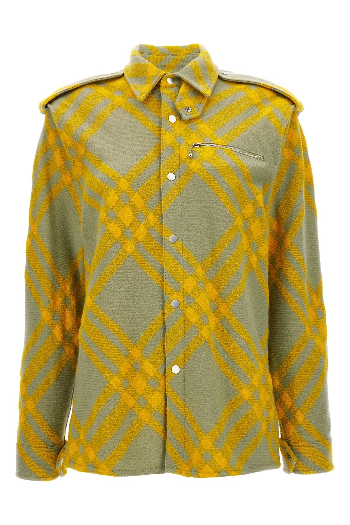 Burberry Zippered Chest Pocket Plaid Overshirt