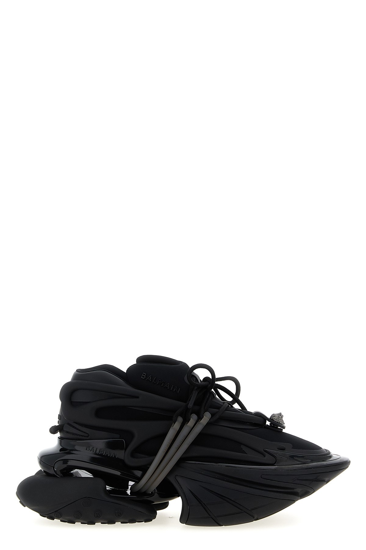 Balmain Neoprene And Leather Low-top Unicorn Sneakers In Black