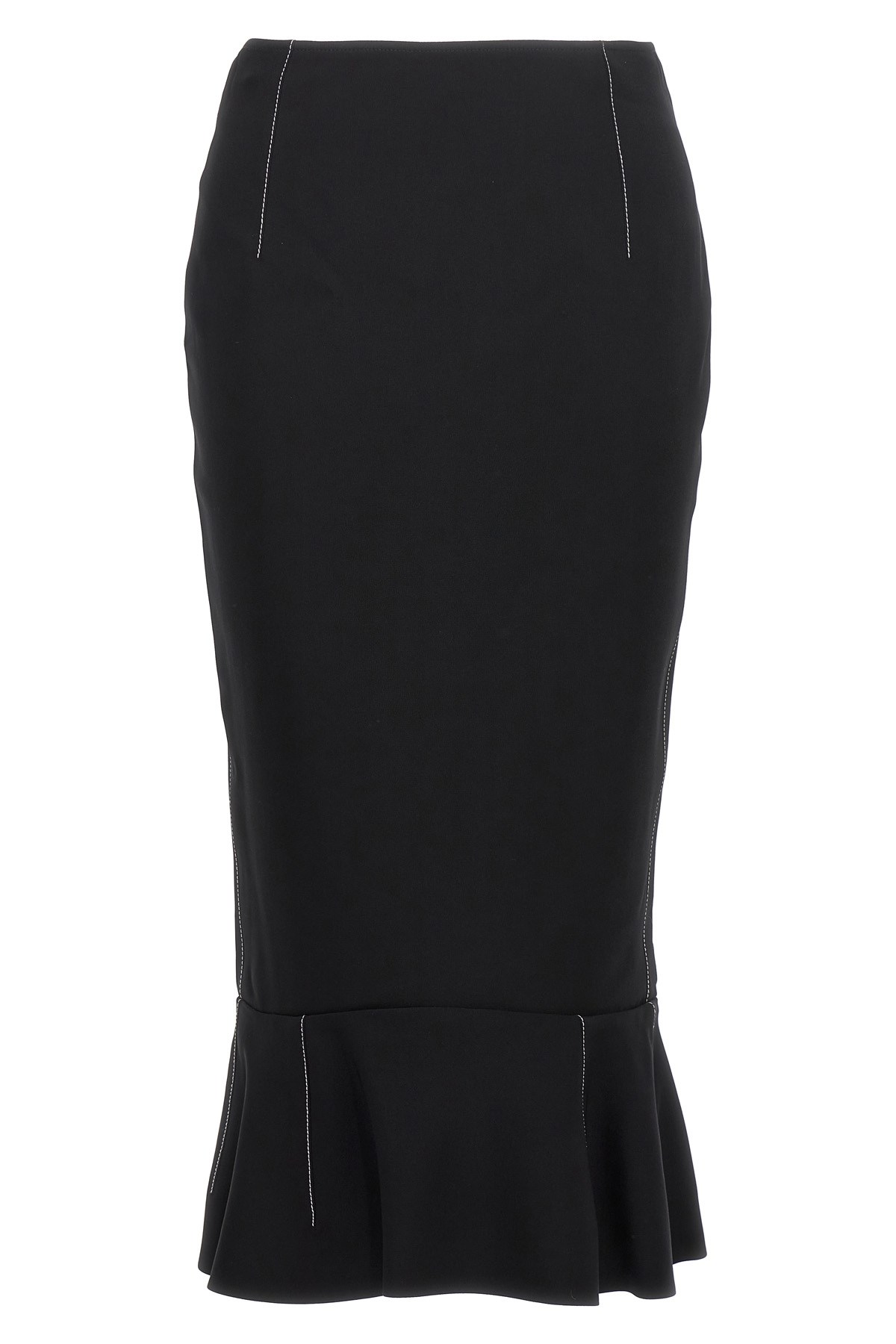 Marni Flounce Hem Midi Skirt With High Waist In Black