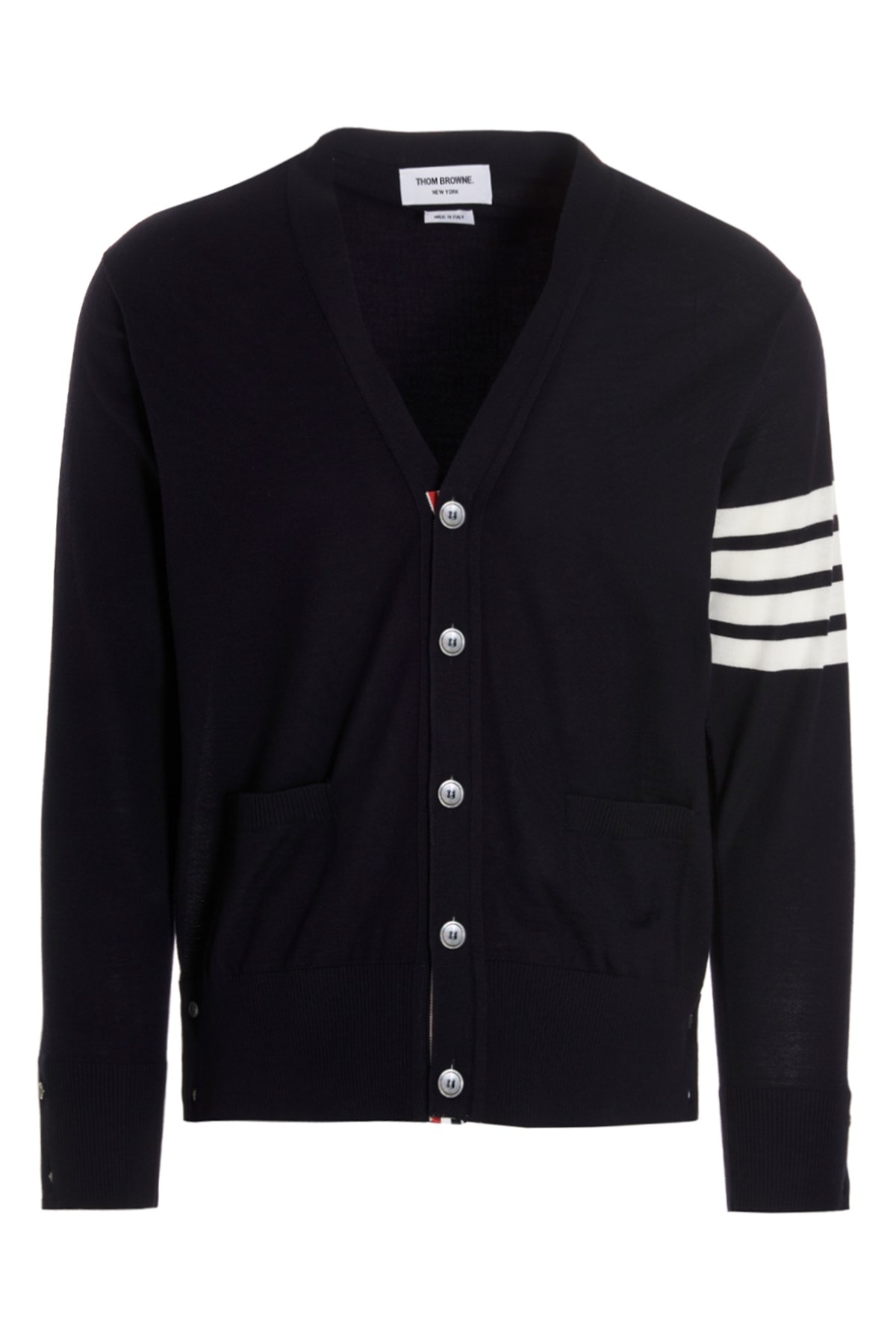 Thom Browne Merino Wool Cardigan In Blue