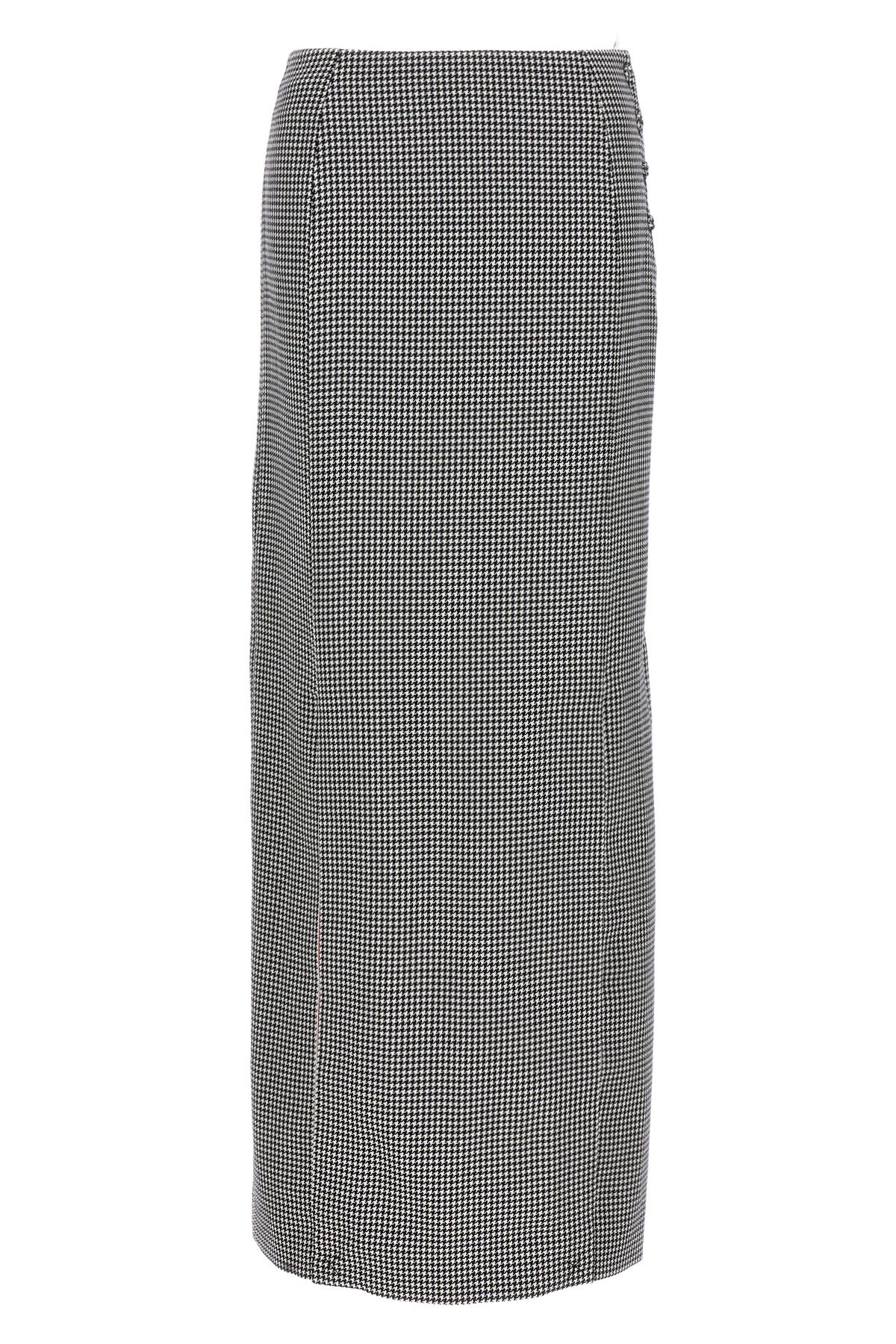Thom Browne Pied De Poule Long Skirt In Gray