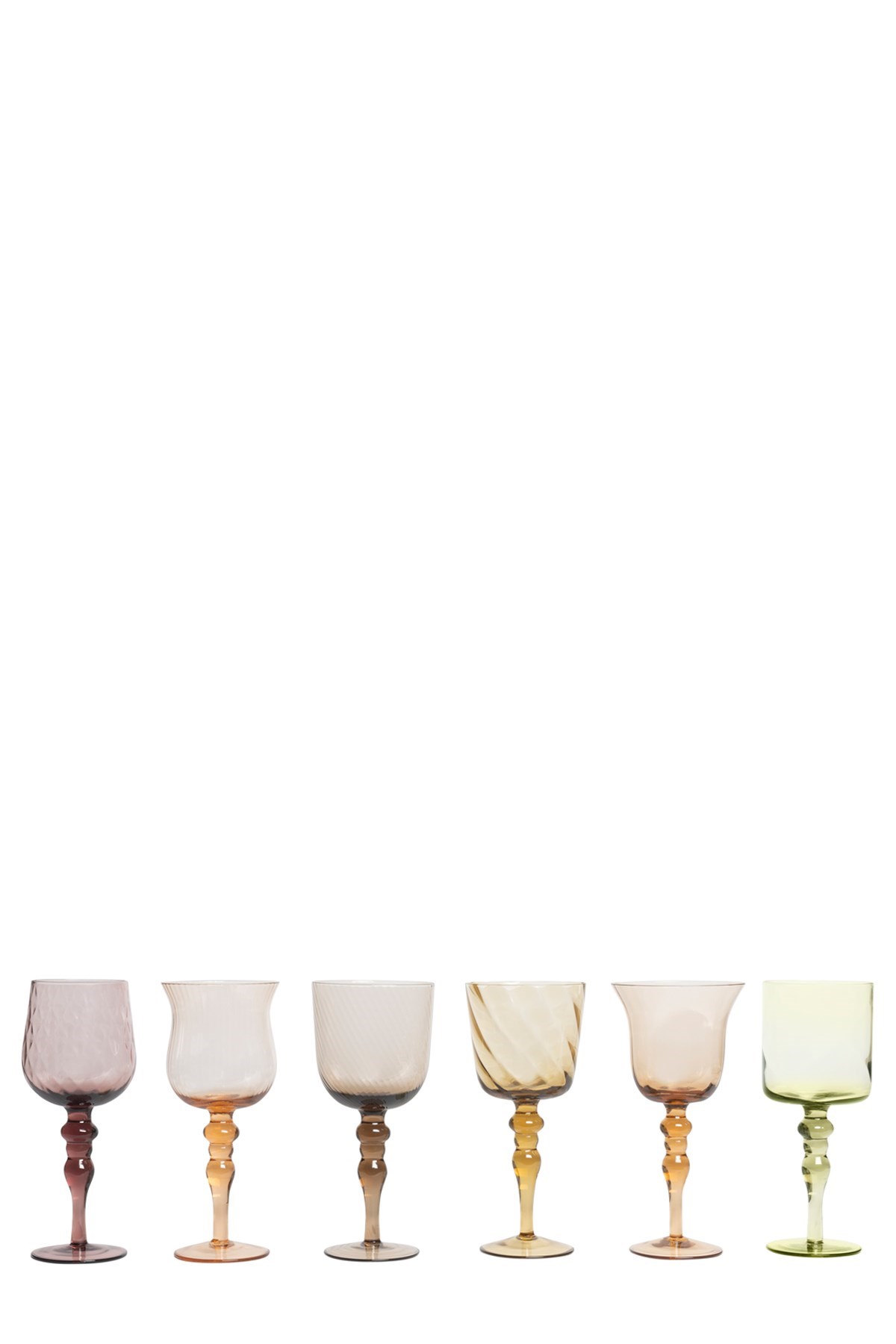 Bitossi Set 6 Calici Assorted Shapes - Amber/pink Texture Nuance In Multi