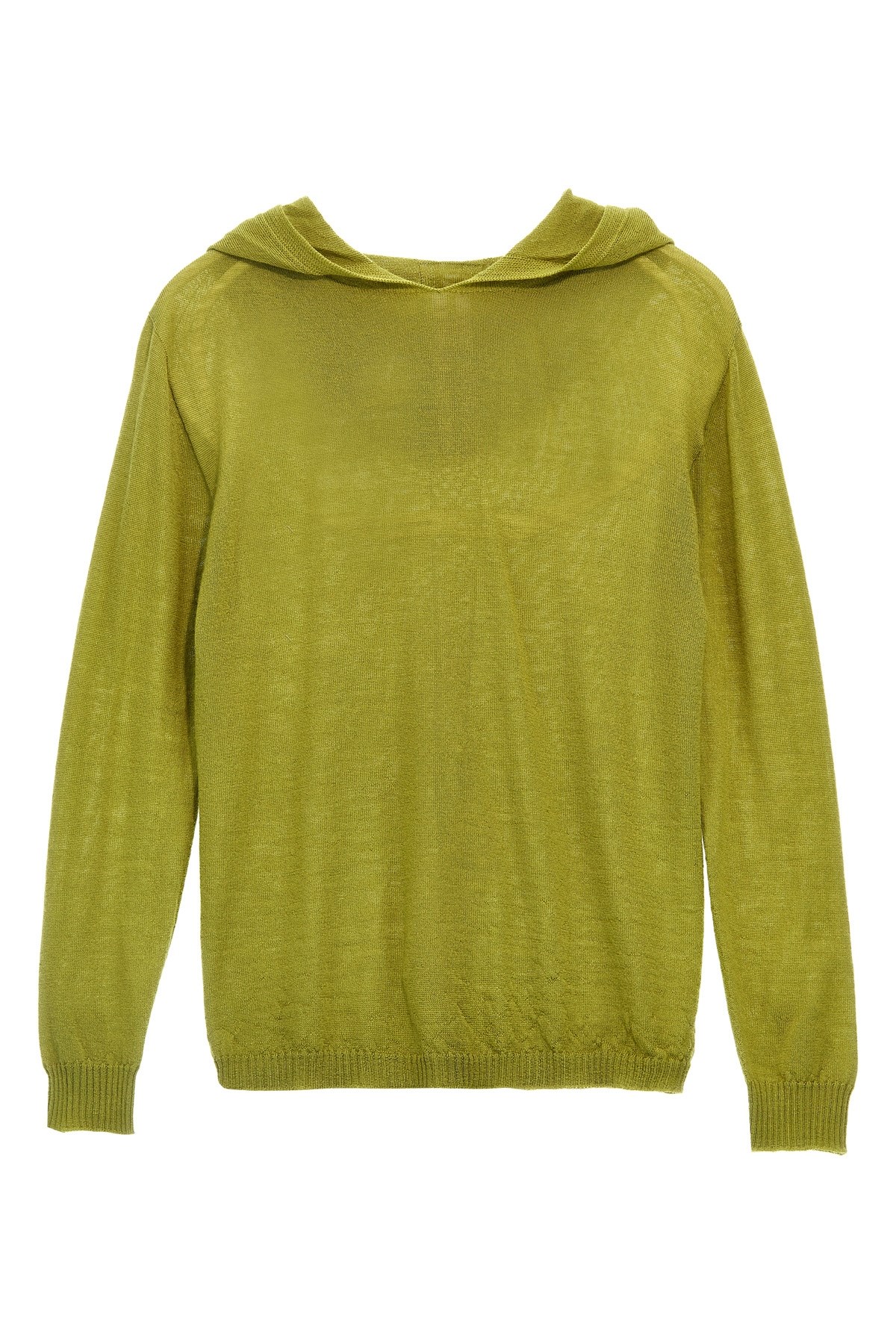 Rick Owens Wool Hooded Sweater In Green