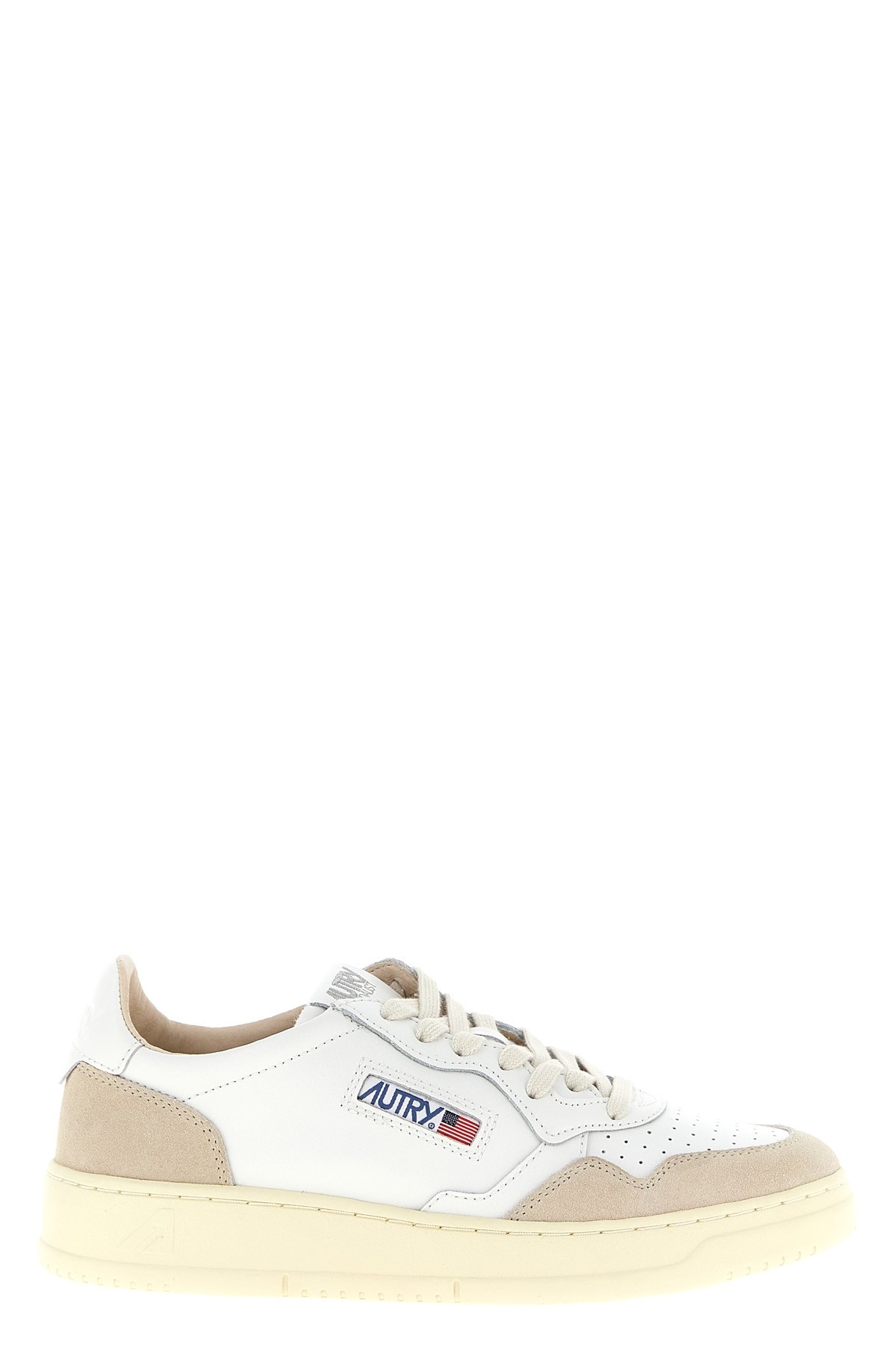 Autry Low-top Sneakers With Smooth Leather And Suede Accents In Sand
