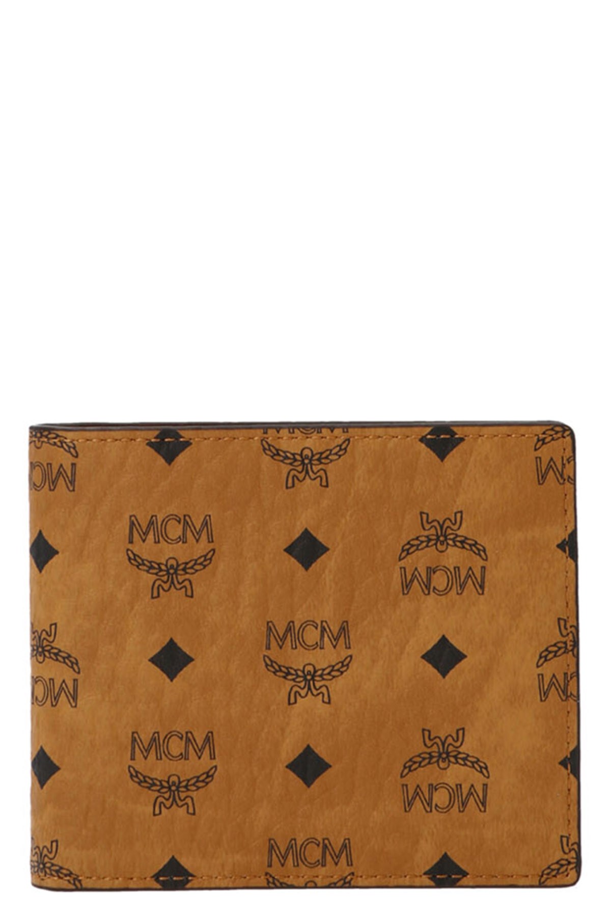Mcm Printed Half-fold Wallet In Brown