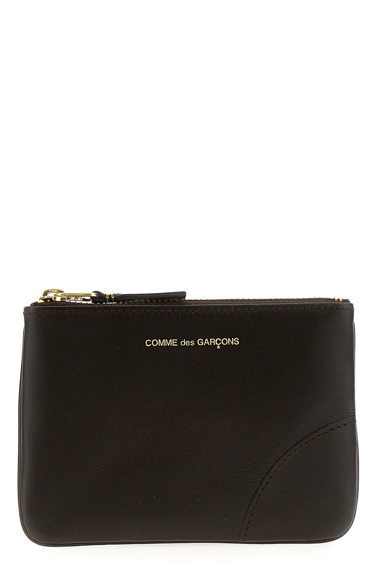 Comme Des Garçons Logo Leather Wallet In Brown