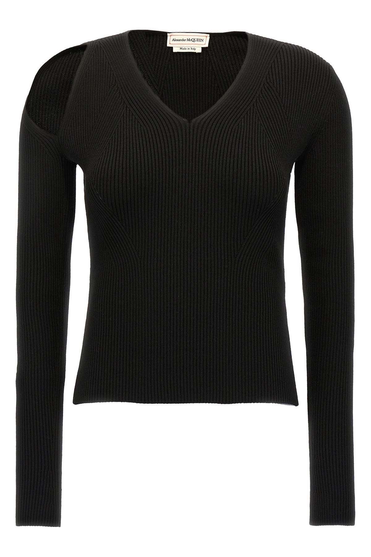 Alexander Mcqueen Cutout Ribbed Wool-blend Sweater