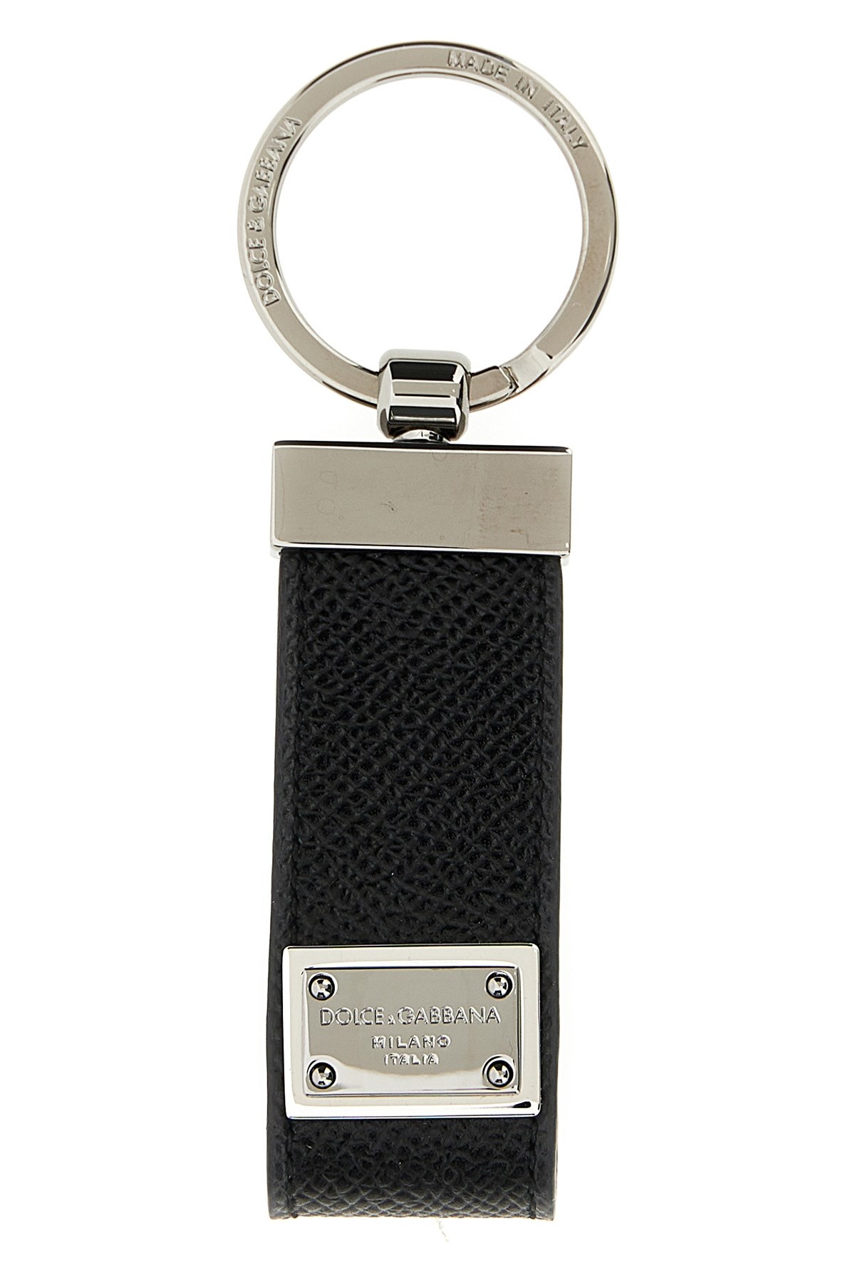 Dolce & Gabbana Logo Plaque Keyring In Black