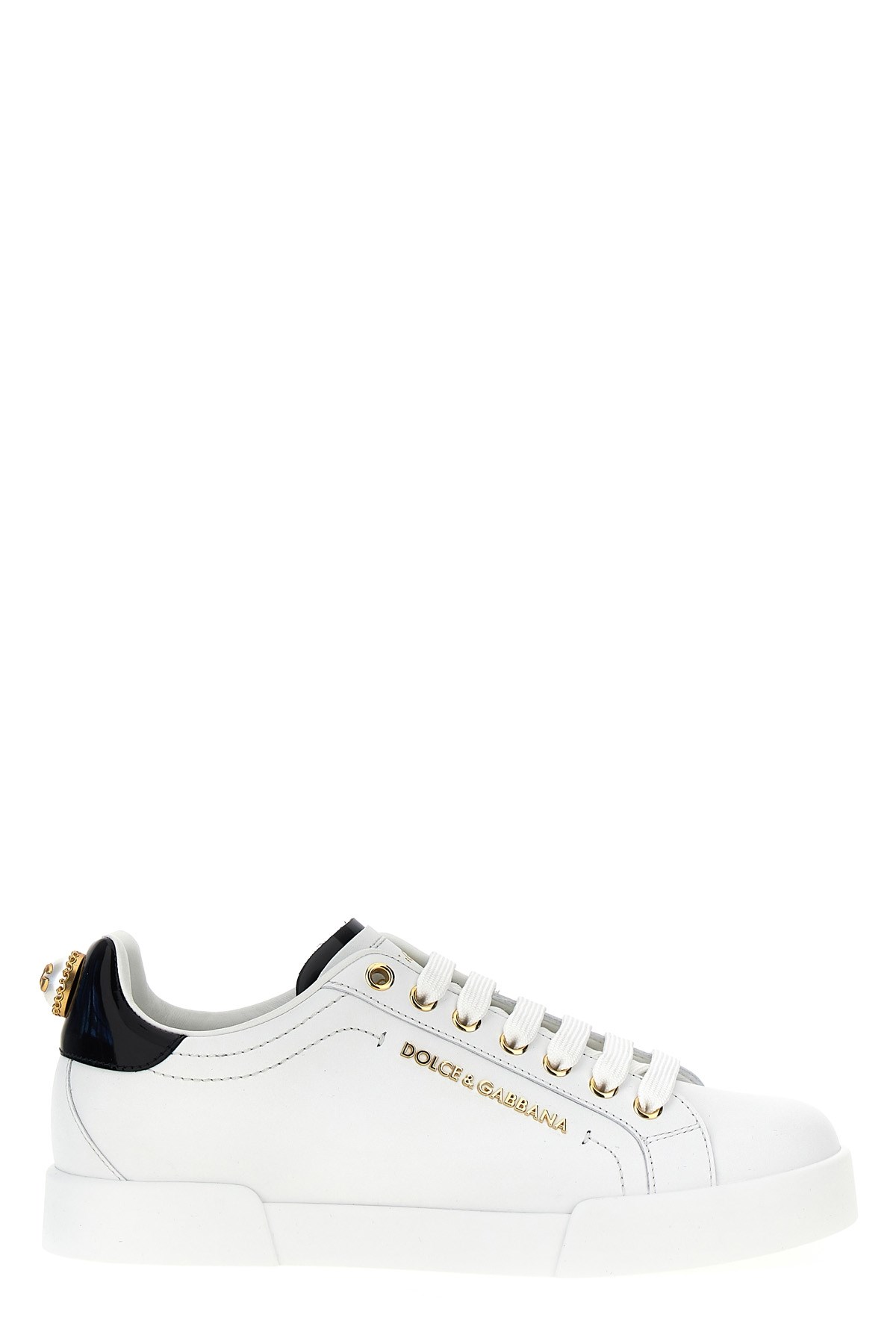 Dolce & Gabbana White Low Top Sneakers With Logo Lettering On The Tongue And Logo Detail On The Heel In Leather Woma