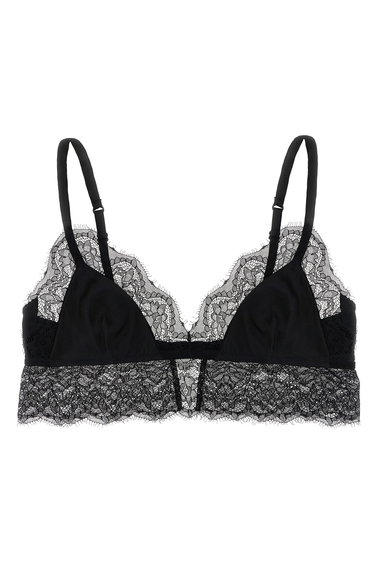 Dolce & Gabbana Lace Satin Bra In Black